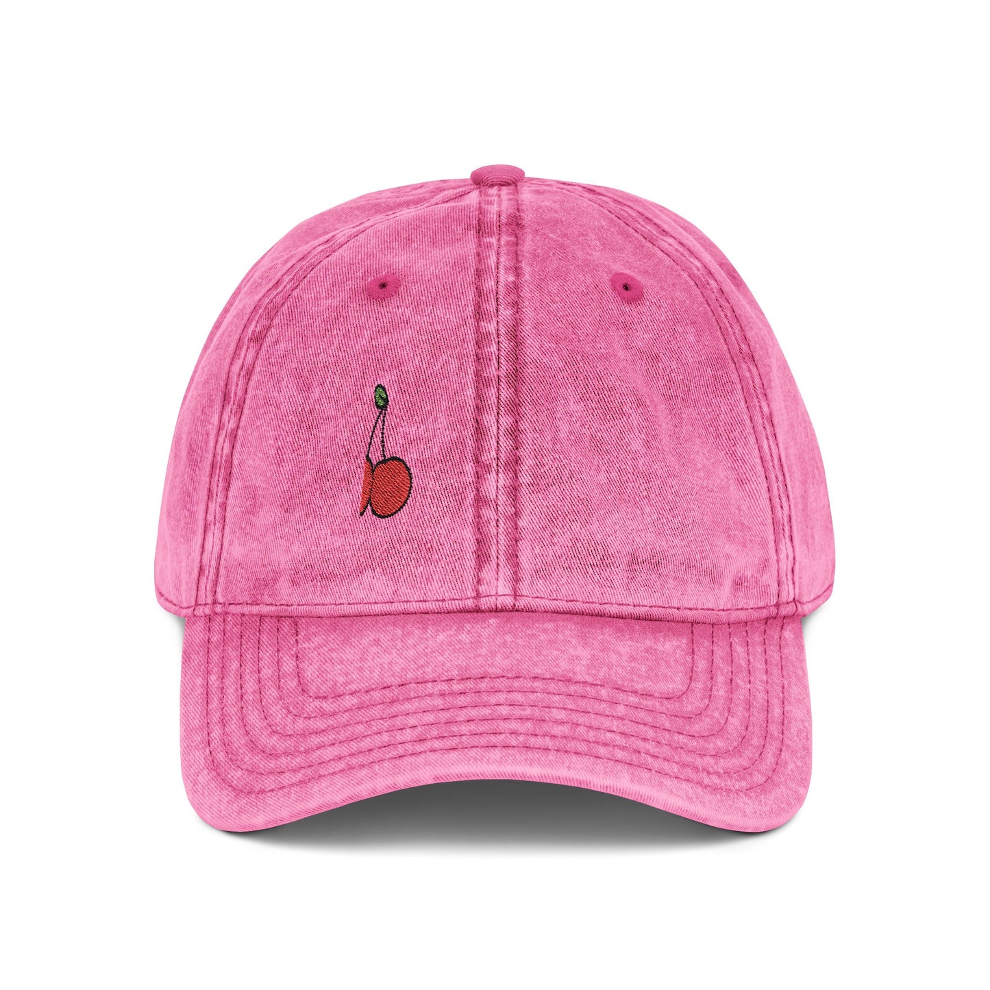 Cherries Vintage Hat – Embroidered Red Fruit Hat with Bold Minimalist Design and Flirty Style
