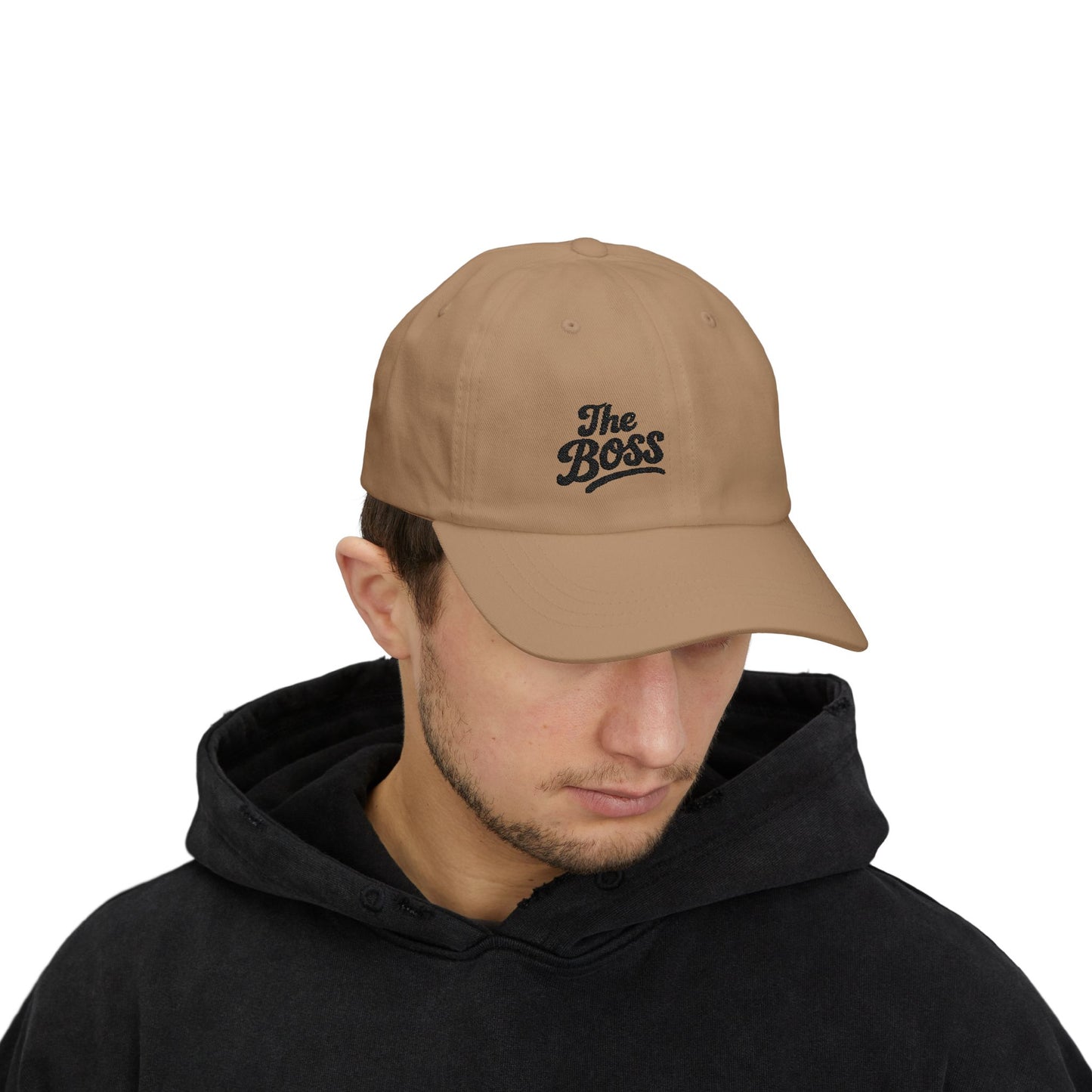 The Boss Classic Dad Hat – Embroidered Funny Statement Hat for Confident Leaders and Power Players. Black Letters