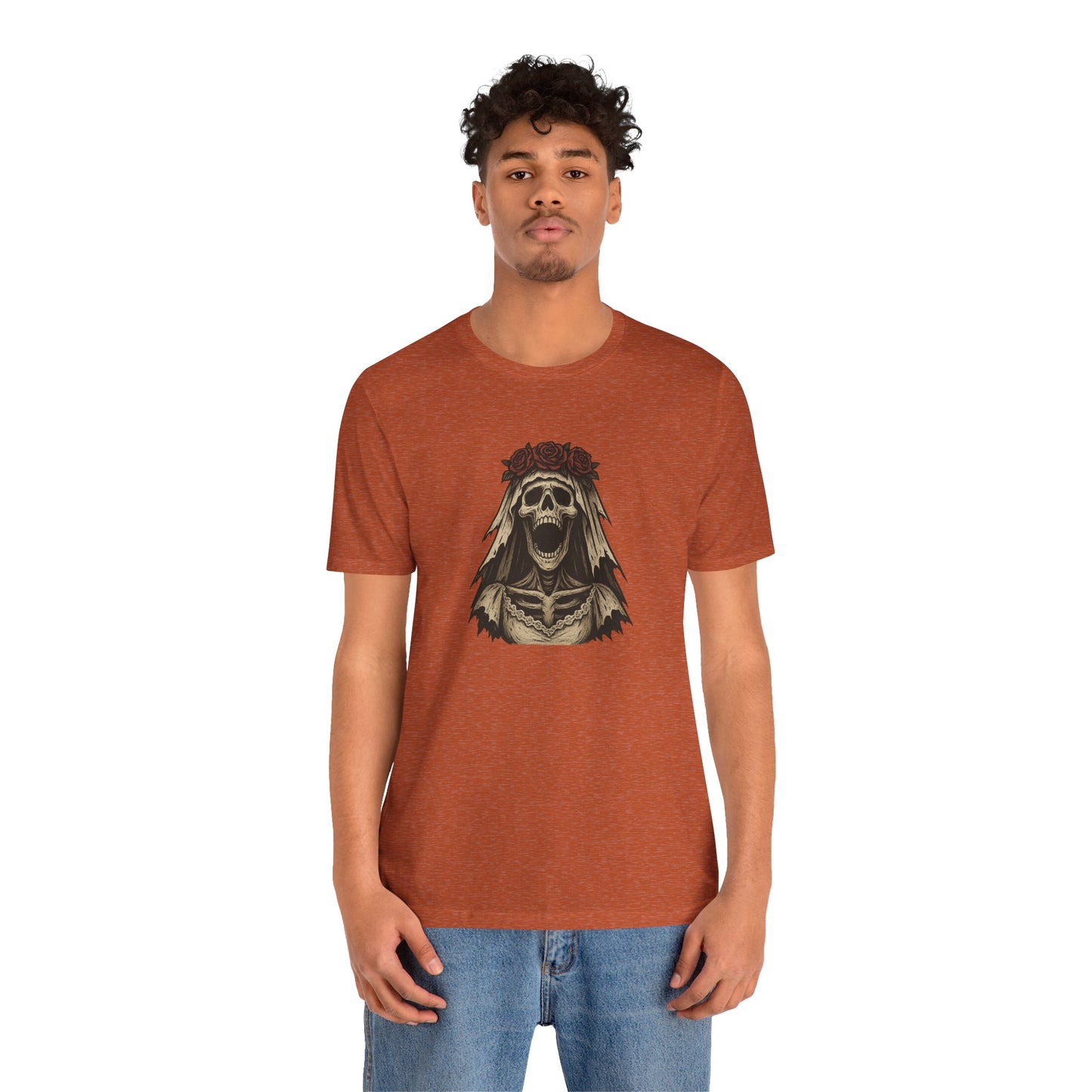 Screaming Skeleton Bride Halloween Shirt – Gothic Undead Bride Graphic Tee for Spooky Season Horror Fans