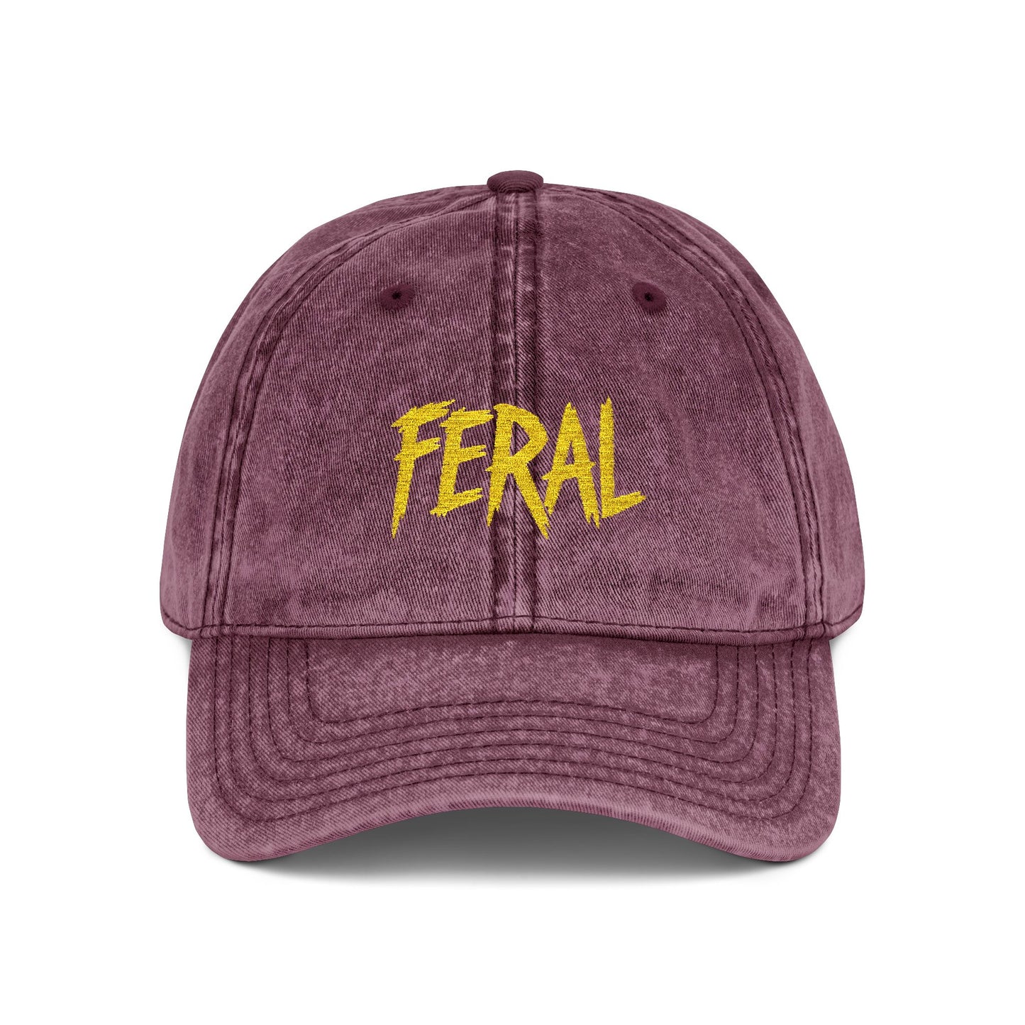 FERAL Vintage Hat – Bold Statement Hat with Wild Energy Font for Rebels, Misfits, and Chaos Enthusiasts