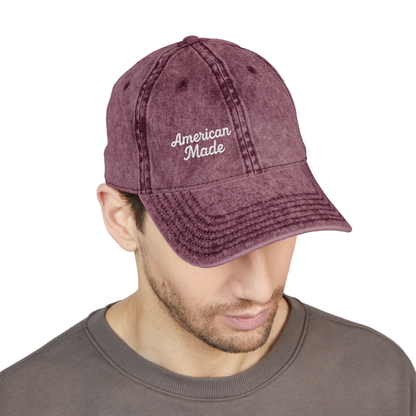 American Made Vintage Hat – Embroidered Patriotic Hat with Retro Script for USA Pride and Everyday Freedom