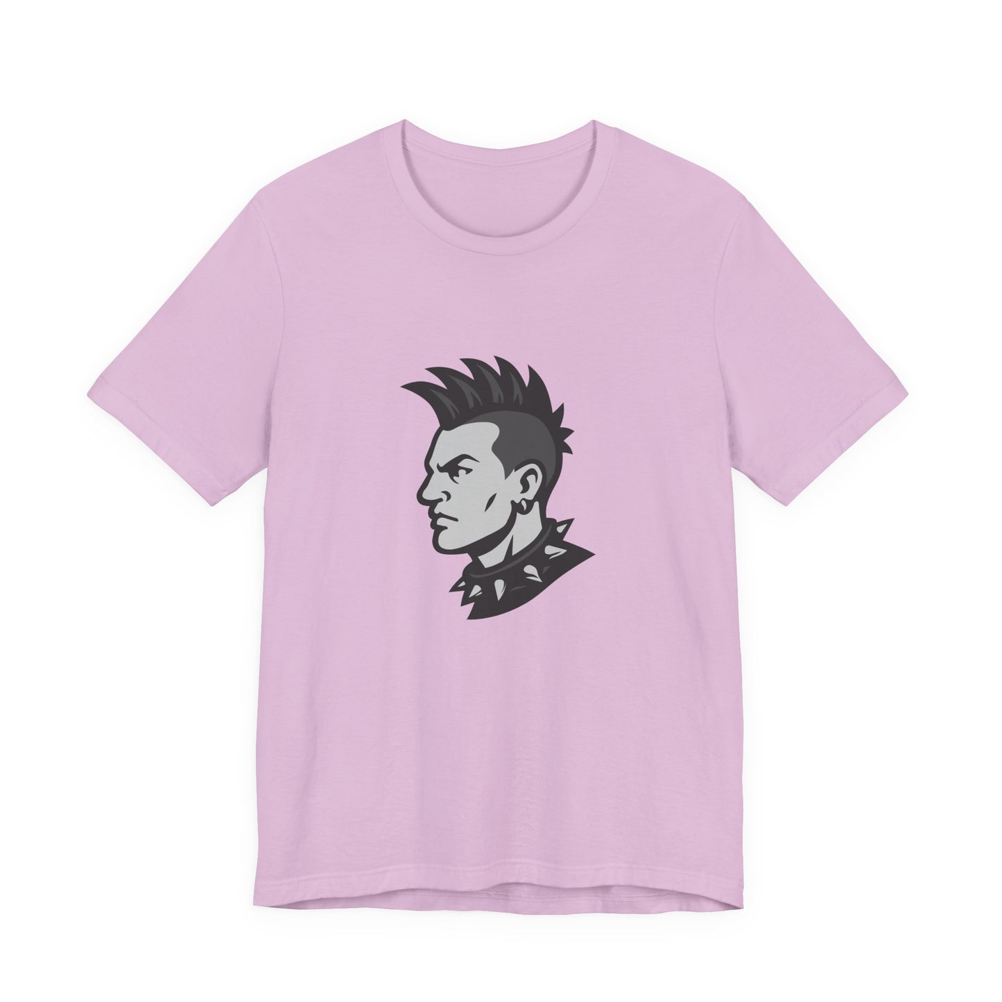 Punk Guy Graphic T-Shirt – Dark Theme Grayscale Mohawk Portrait on Black Tee with Attitude and Subtle Modern Ghost Effect. Unisex Jersey Short Sleeve Tee