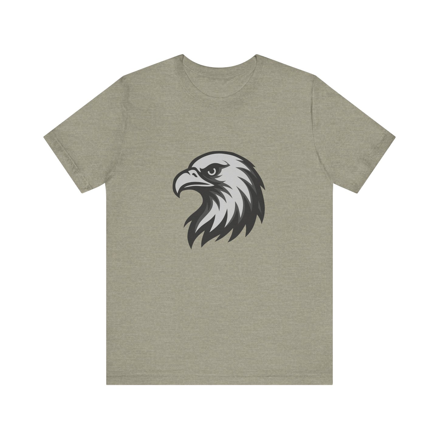 Eagle Head Graphic T-Shirt – Bold Dark Theme Grayscale Bird of Prey Design on Black Tee with Fierce Detail and Modern Ghost Effect. Unisex Jersey Short Sleeve Tee