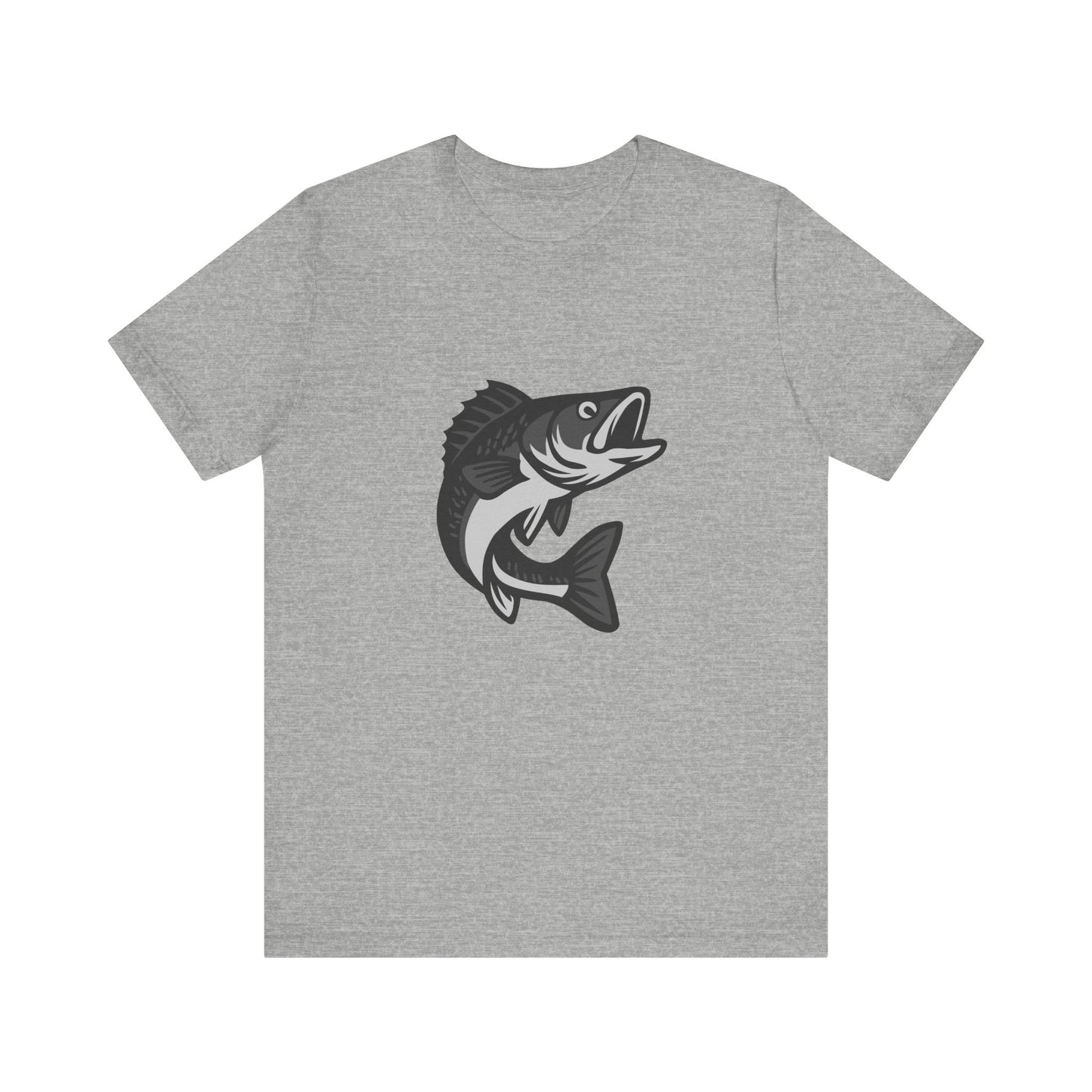 Walleye Fishing Graphic T-Shirt – Dark Theme Grayscale Freshwater Game Fish Design on Black Tee with Angler Energy and Modern Ghost Effect. Unisex Jersey Short Sleeve Tee