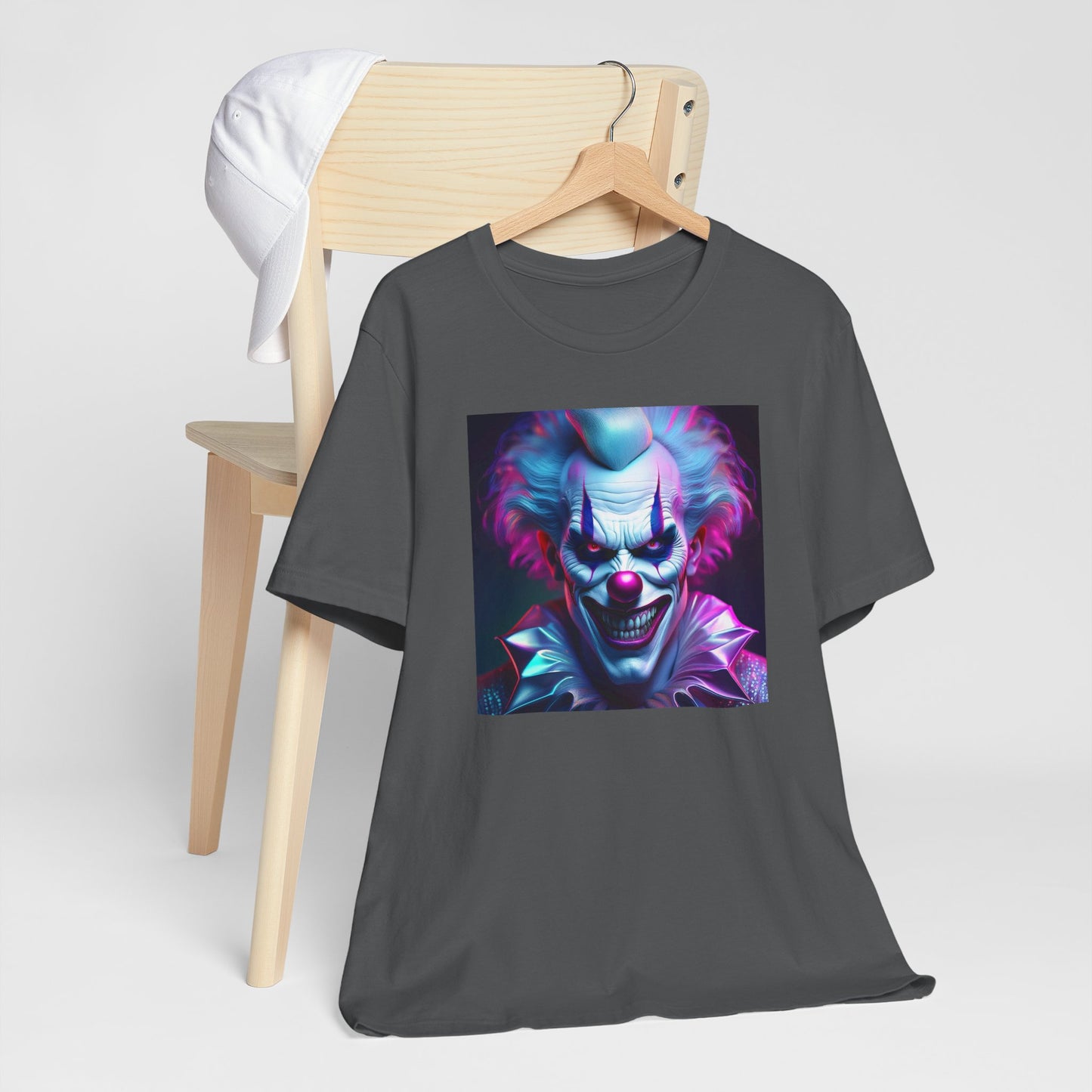Scary Clown Halloween Shirt – Creepy Evil Clown Face Graphic Tee for Horror Fans. Unisex Jersey Short Sleeve Tee