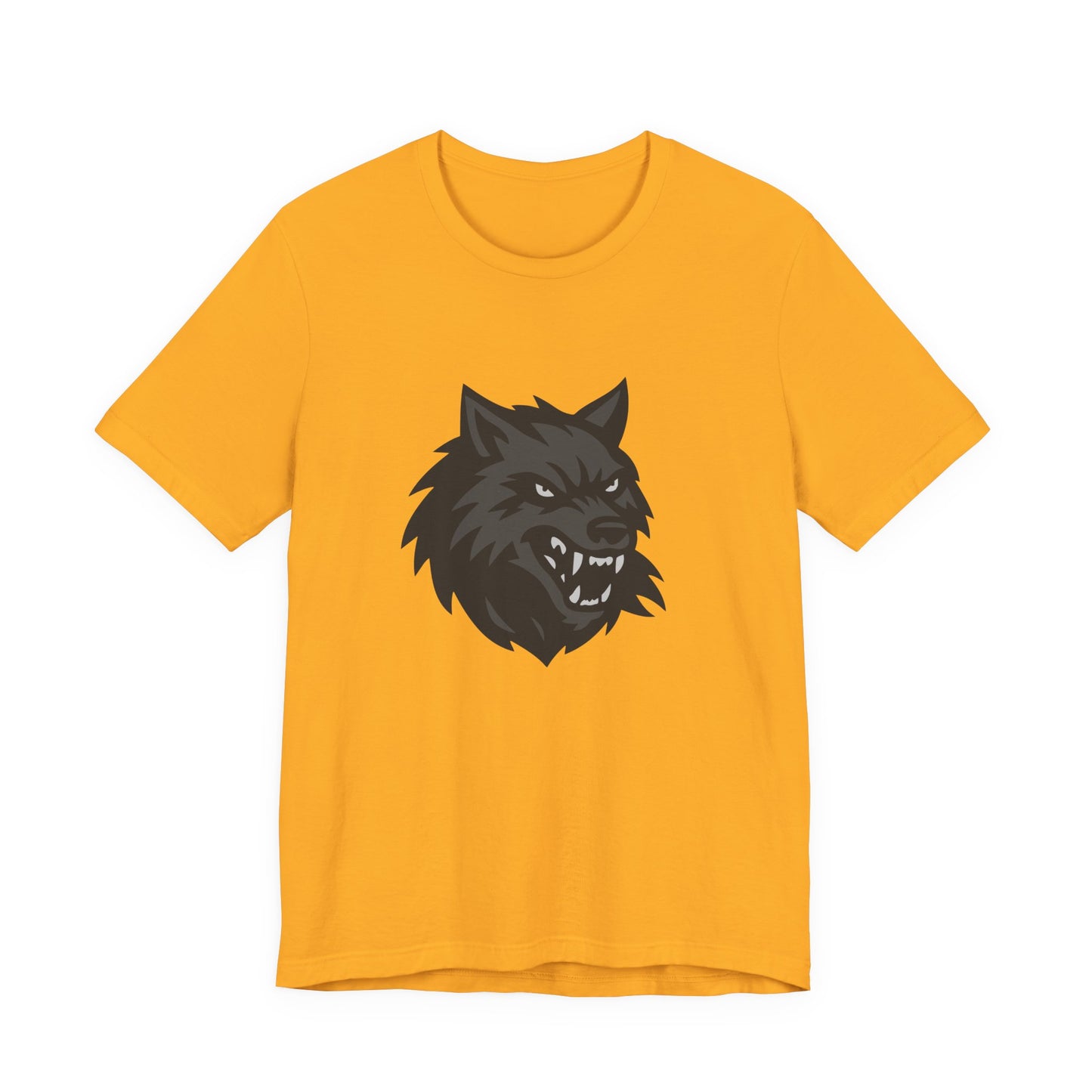 Dark Theme Wolf Head Shirt – Fierce Growling Wolf Face Graphic in Black and Grey for Bold, Edgy Style. Unisex Jersey Short Sleeve Tee