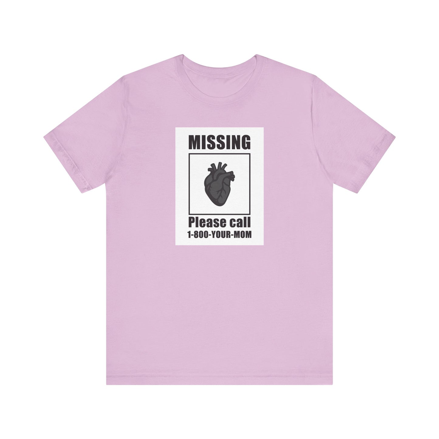 Missing Heart Poster Shirt Dark Theme Design Featuring Anatomical Heart and Funny Phone Number. Unisex Jersey Short Sleeve Tee