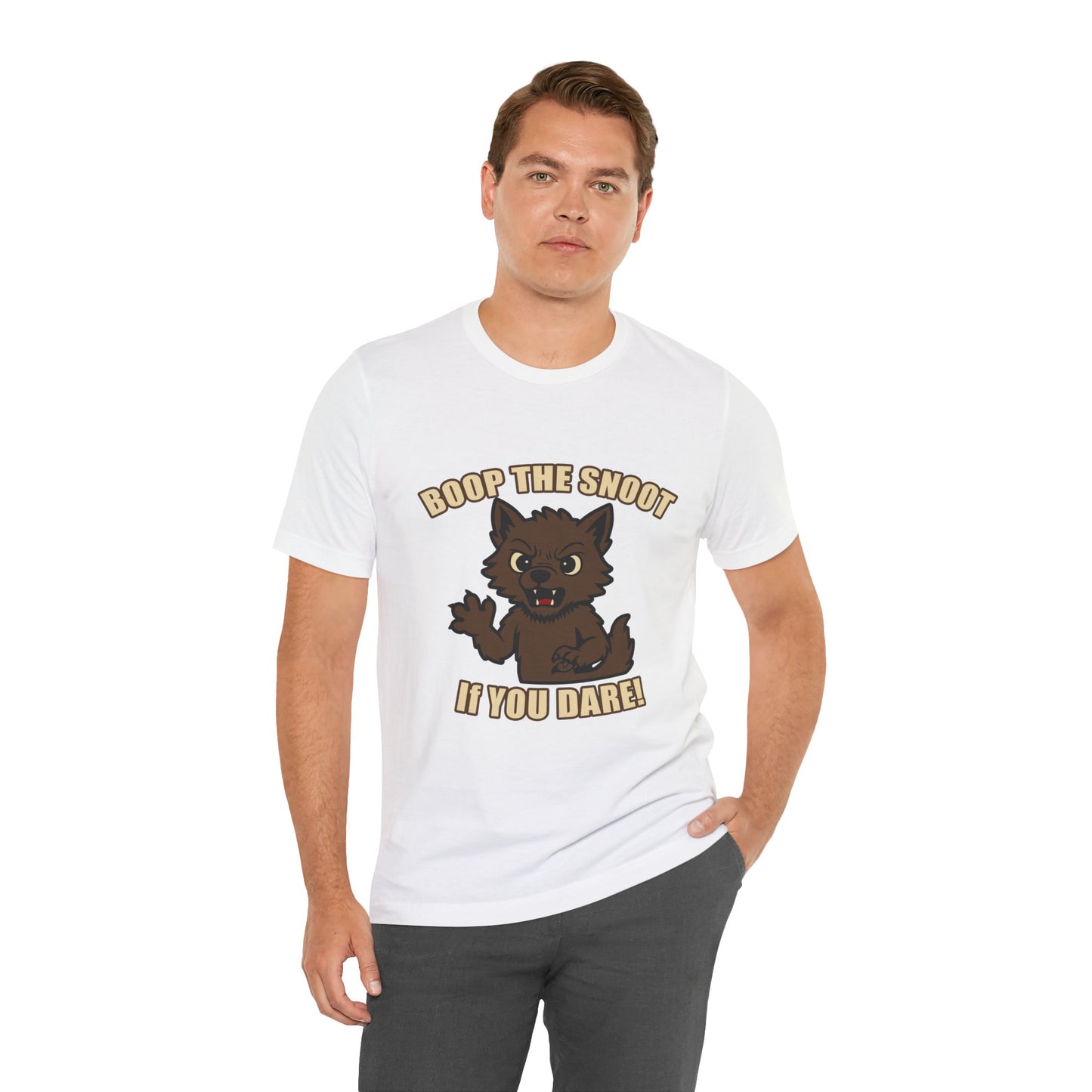 Boop the Snoot If You Dare Halloween Shirt – Funny Werewolf Halloween Graphic Unisex Jersey Short Sleeve Tee for Dog Lovers.