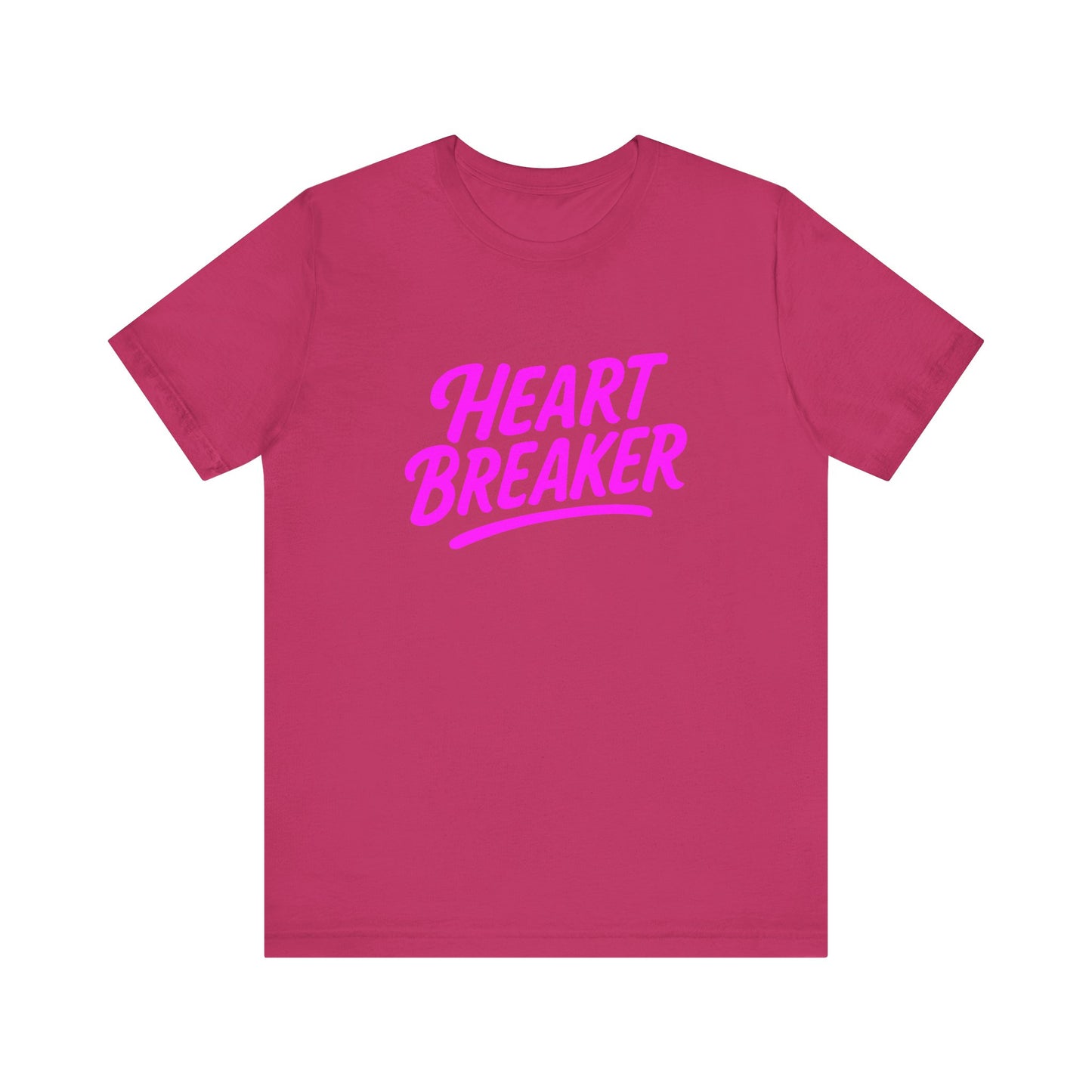 Colorful Design Heartbreaker Shirt – Neon Pink Retro Script Tee for Bold Women with Savage Energy. Unisex Jersey Short Sleeve Tee