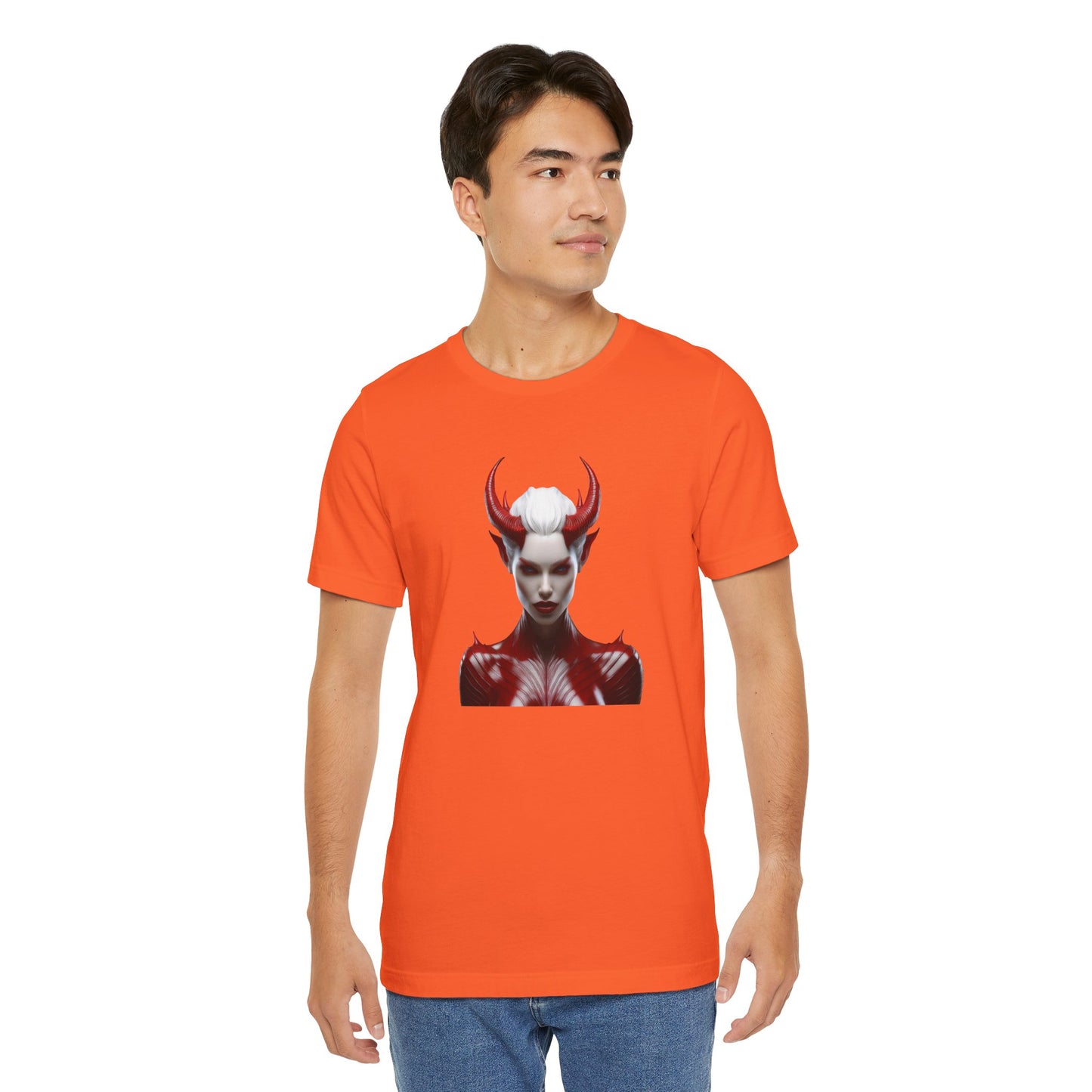 Fierce Devil Woman Halloween Shirt – Seductive Demon Graphic Tee for Bold Halloween Style
