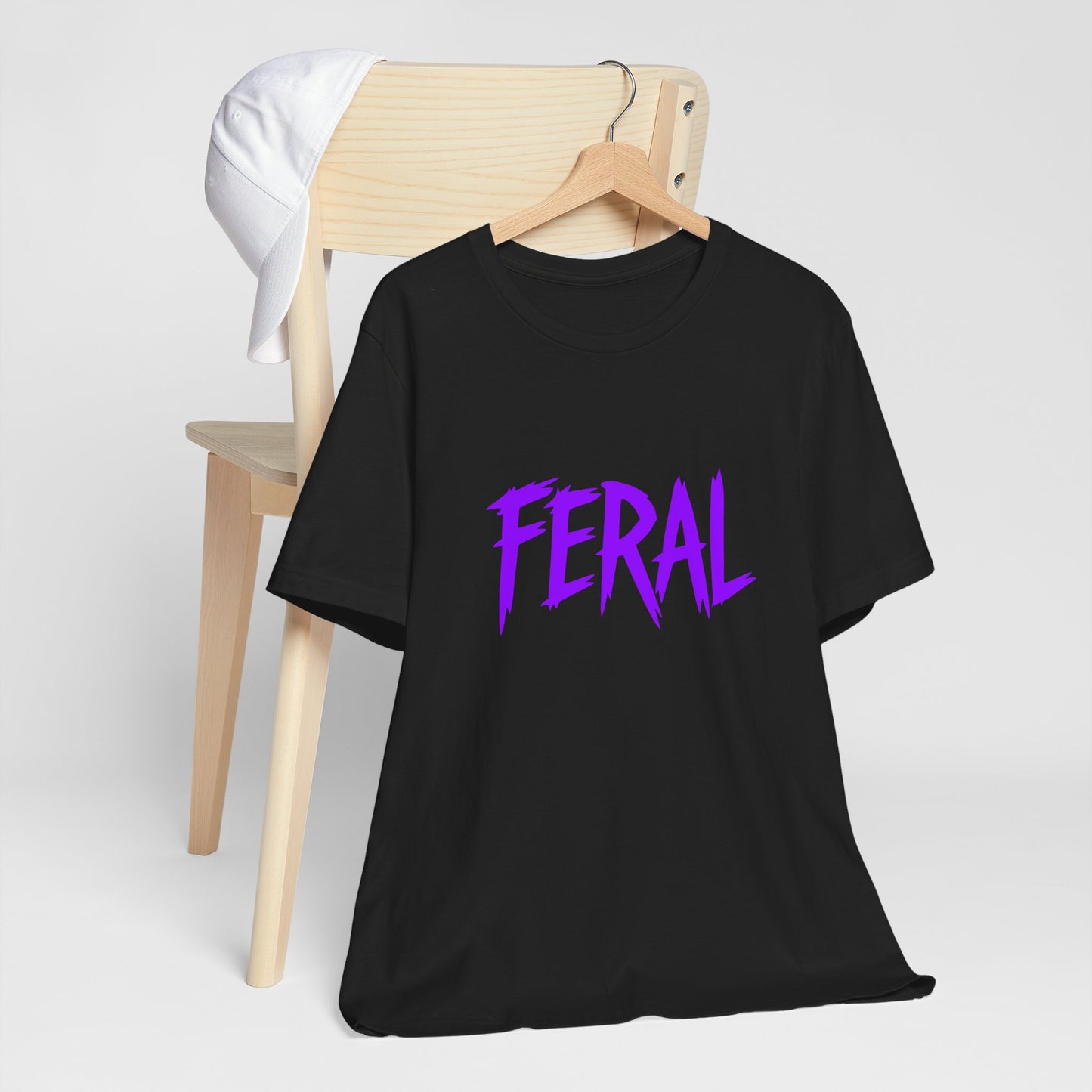 Colorful Design FERAL Shirt – Bold Purple Graphic Tee for Untamed Women Who Embrace Their Wild Side. Unisex Jersey Short Sleeve Tee