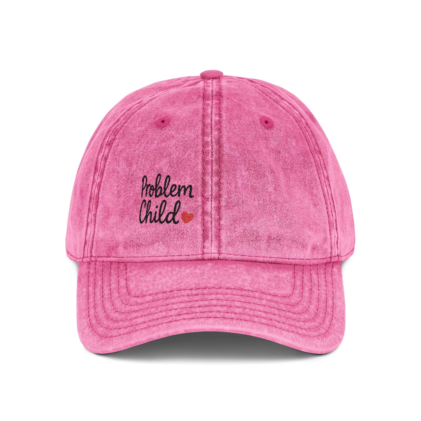 Problem Child Vintage Hat – Bold Script Hat with Red Heart for the Unruly and Unapologetic