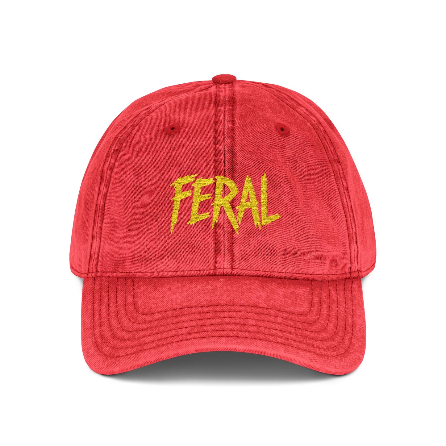 FERAL Vintage Hat – Bold Statement Hat with Wild Energy Font for Rebels, Misfits, and Chaos Enthusiasts