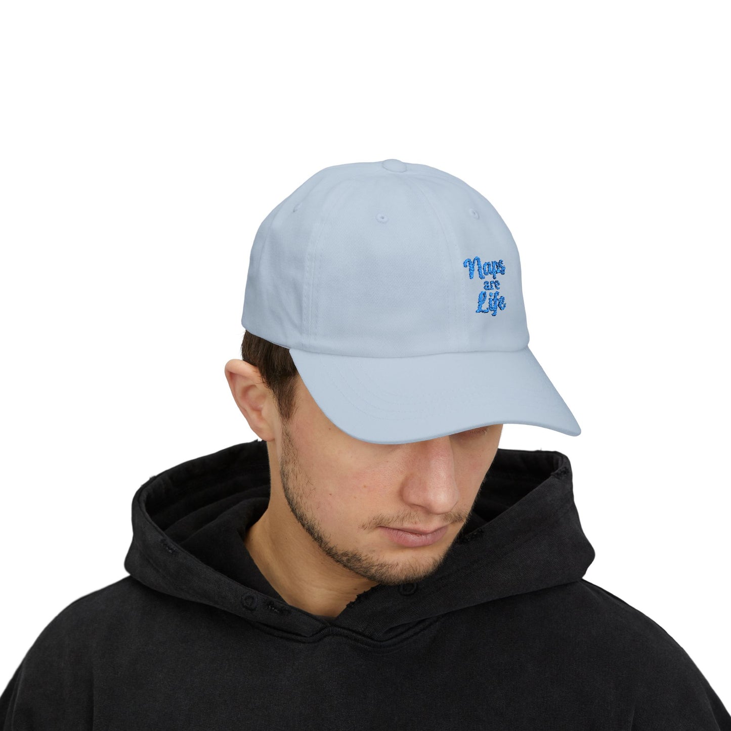 Naps Are Life Embroidered Classic Dad Hat – Cozy Comfort Hat for Nap Lovers, Rest Day Mood, and Chill Style. Blue Letters