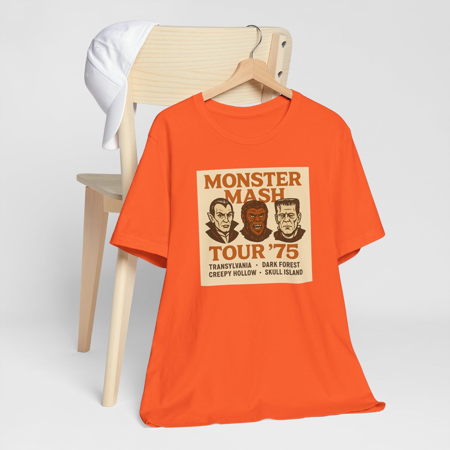 Monster Mash Tour '75 Halloween Shirt – Vintage Horror Band Tee Featuring Dracula, Wolfman, Frankenstein