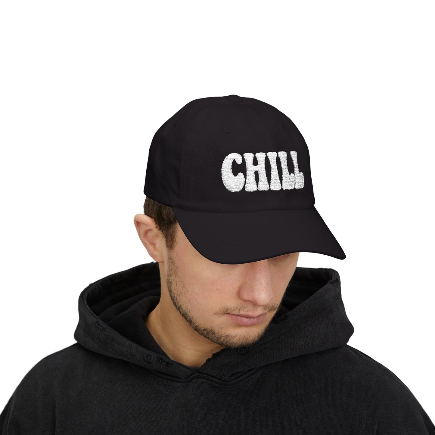 Chill Classic Dad Hat – Embroidered Relaxed Script Hat for Easygoing Vibes and Everyday Cool. Pink Letters