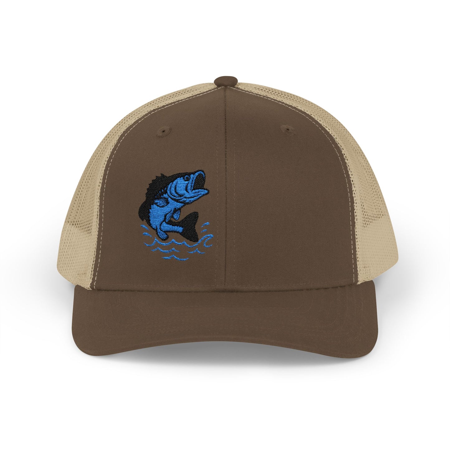Jumping Fish Trucker Hat – Embroidered Blue Fishing Hat for Anglers, Lake Days, and Outdoor Style