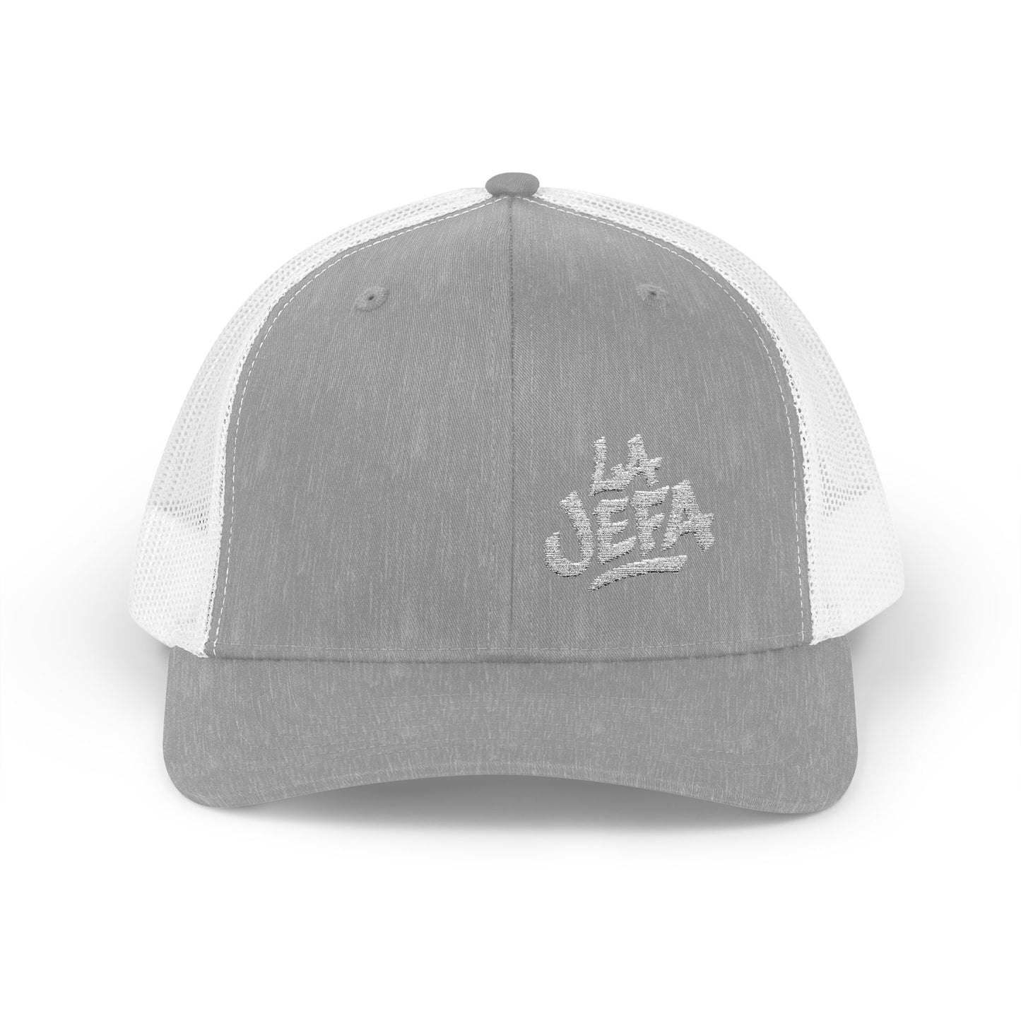 La Jefa Trucker Hat – Embroidered Latina Boss Hat for Bold Women. White Letters