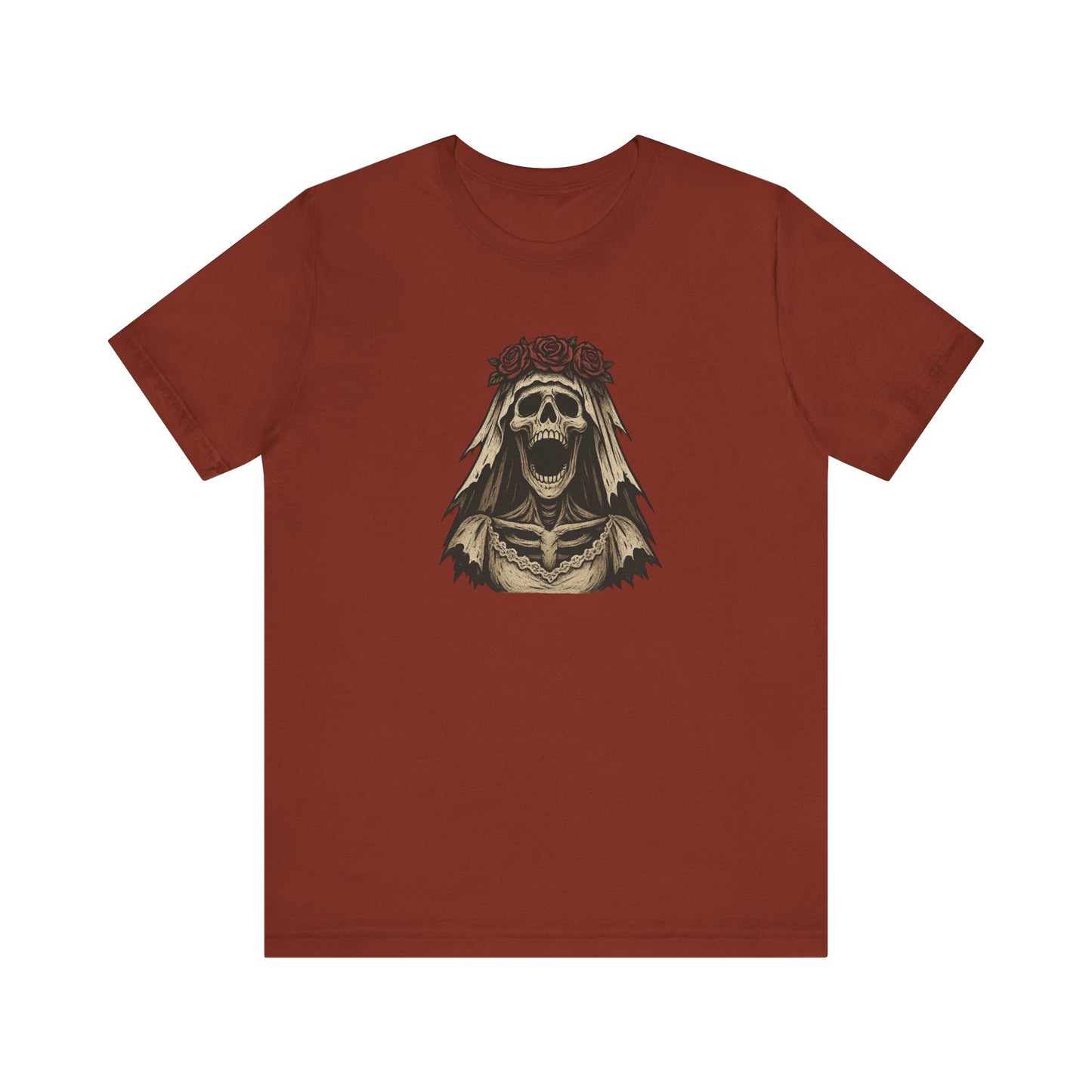 Screaming Skeleton Bride Halloween Shirt – Gothic Undead Bride Graphic Tee for Spooky Season Horror Fans