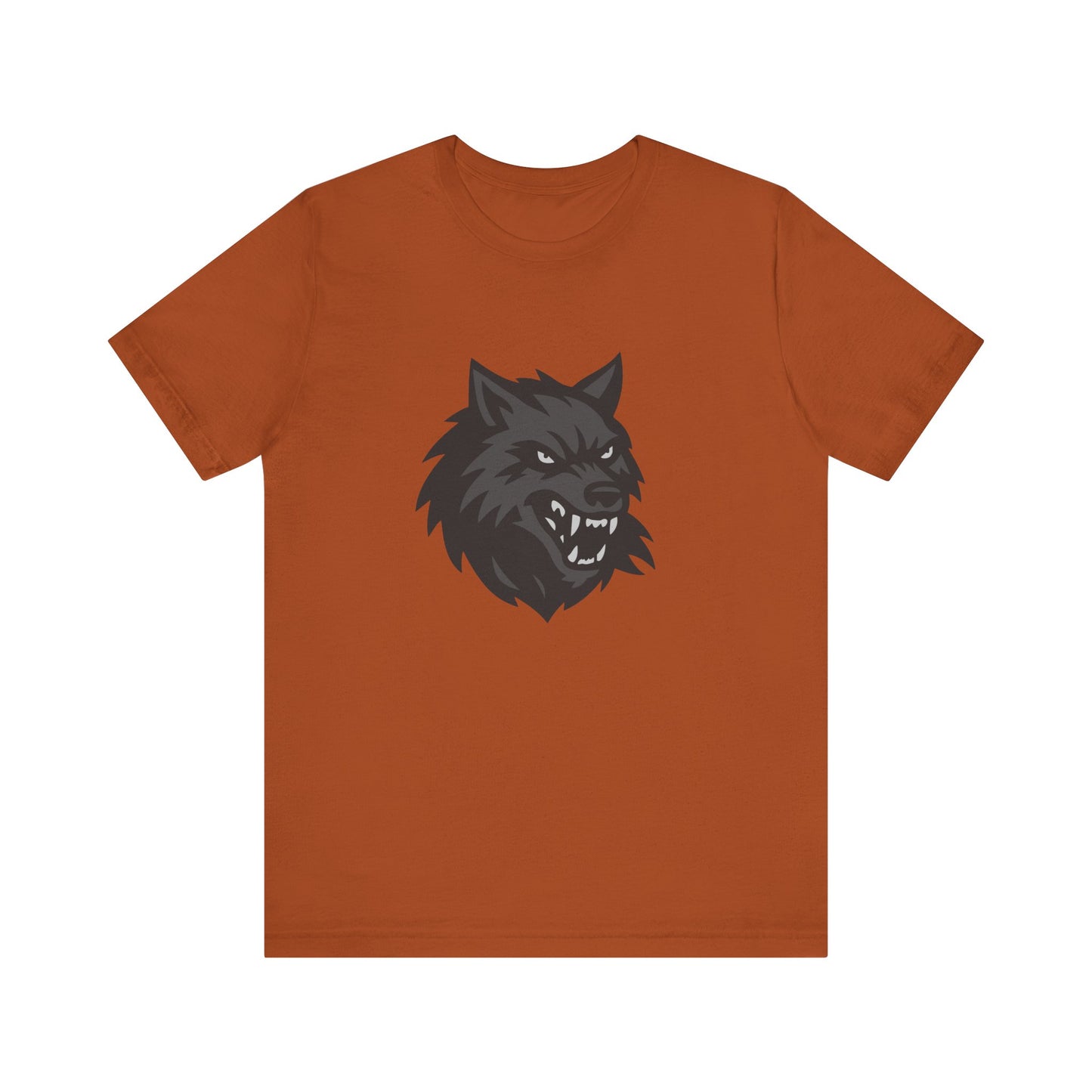 Dark Theme Wolf Head Shirt – Fierce Growling Wolf Face Graphic in Black and Grey for Bold, Edgy Style. Unisex Jersey Short Sleeve Tee