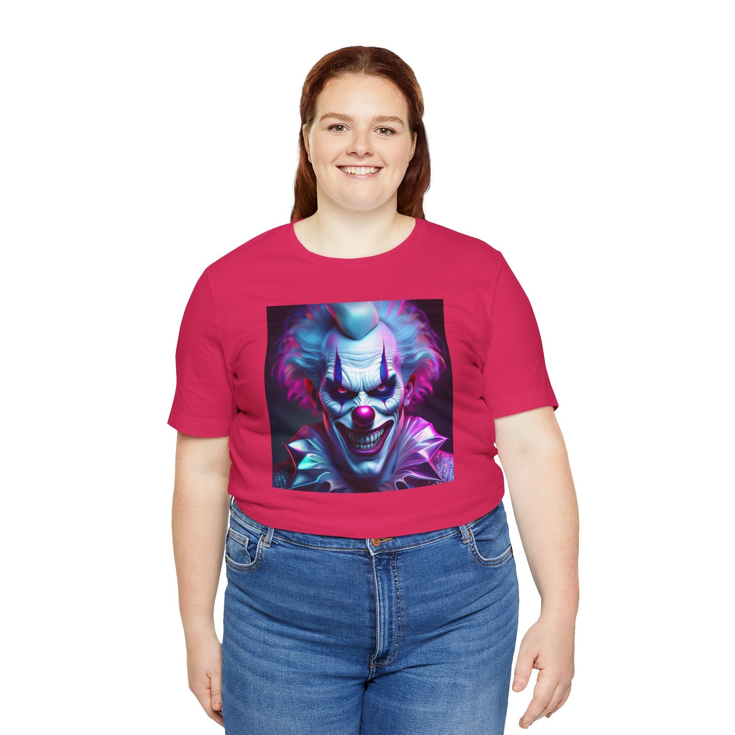 Scary Clown Halloween Shirt – Creepy Evil Clown Face Graphic Tee for Horror Fans. Unisex Jersey Short Sleeve Tee
