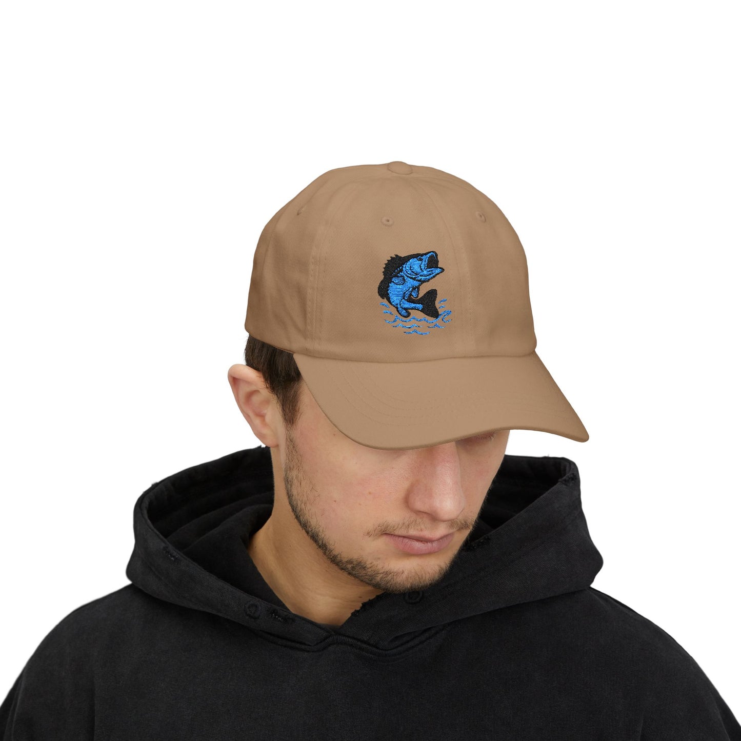 Jumping Fish Classic Dad Hat – Embroidered Blue Fishing Hat for Anglers, Lake Days, and Outdoor Style