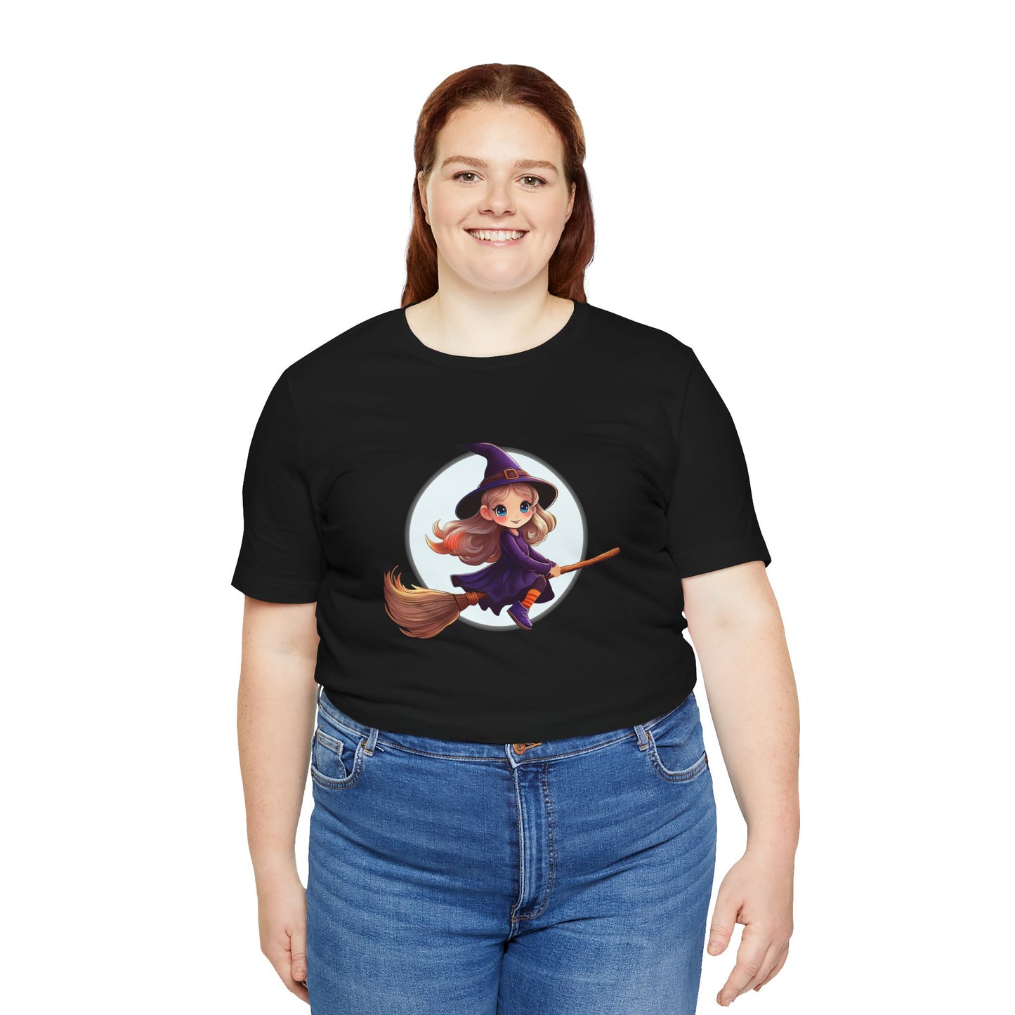 Cute Witch on a Broom Halloween Shirt – Adorable Flying Witch Graphic Tee for Kids and Magic Lovers