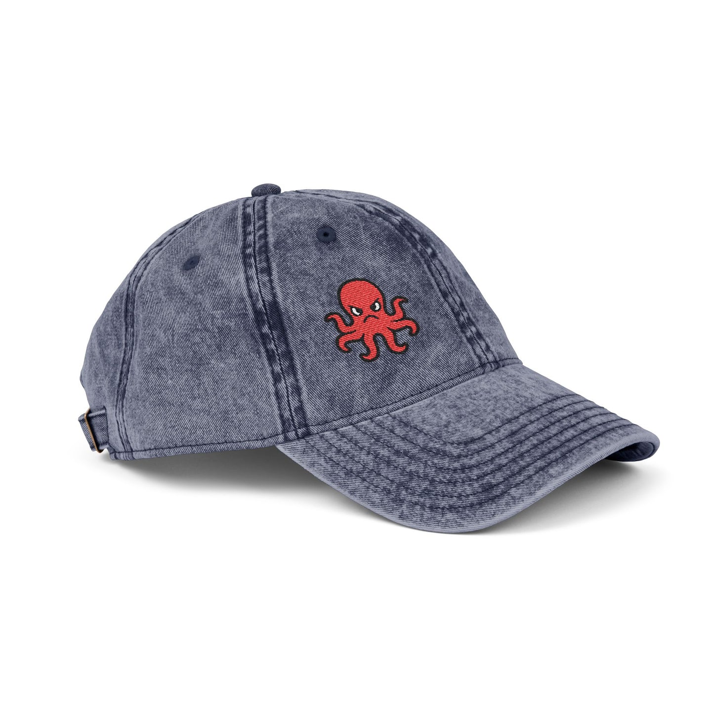 Angry Octopus Vintage Hat – Embroidered Red Sea Creature Hat with Cartoon Vibes and Bold Attitude