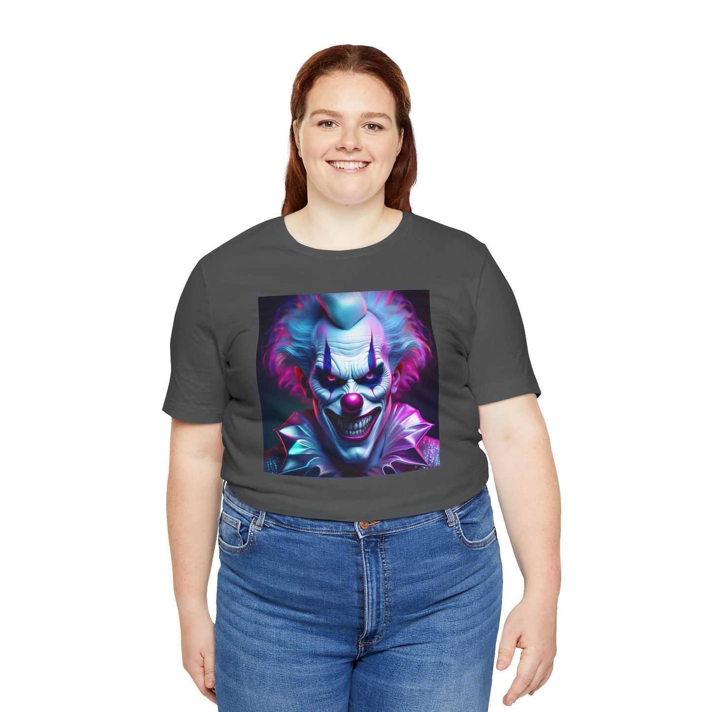 Scary Clown Halloween Shirt – Creepy Evil Clown Face Graphic Tee for Horror Fans. Unisex Jersey Short Sleeve Tee
