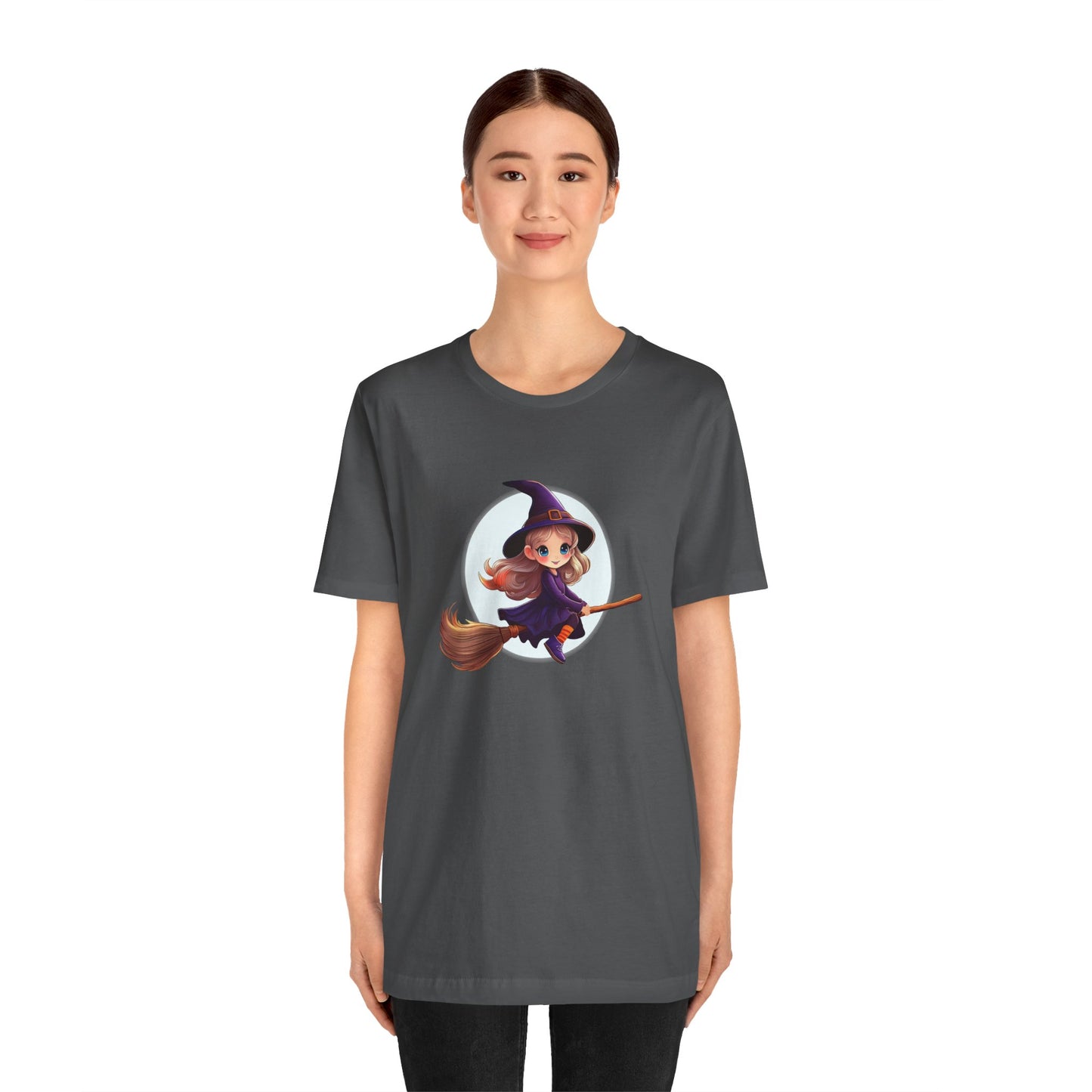 Cute Witch on a Broom Halloween Shirt – Adorable Flying Witch Graphic Tee for Kids and Magic Lovers