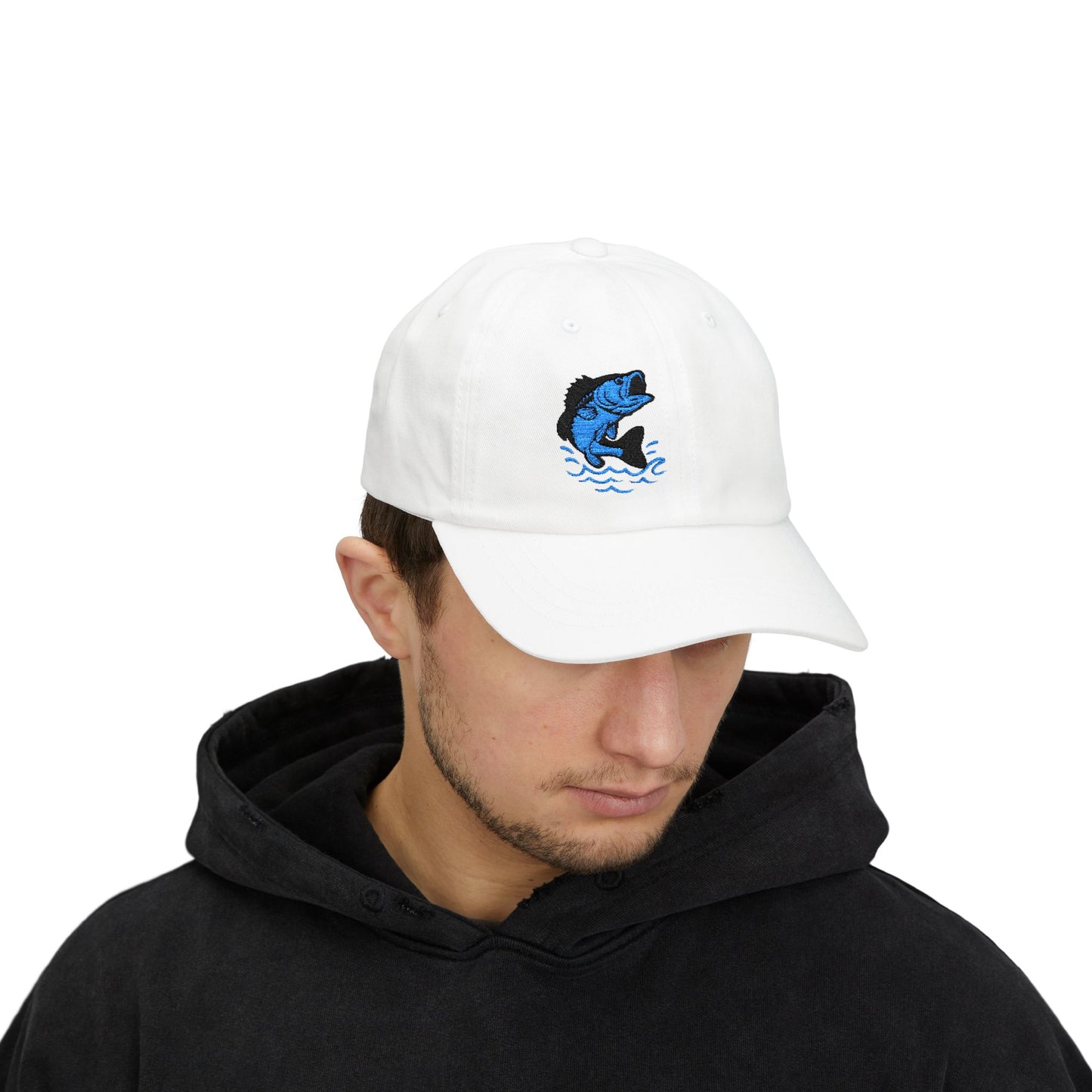 Jumping Fish Classic Dad Hat – Embroidered Blue Fishing Hat for Anglers, Lake Days, and Outdoor Style