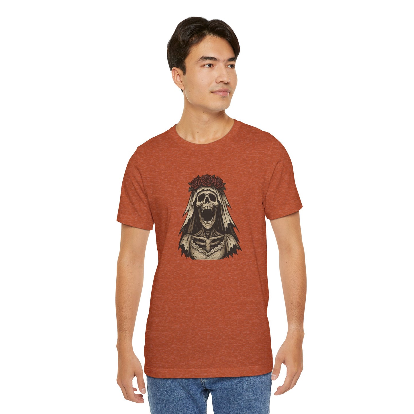 Screaming Skeleton Bride Halloween Shirt – Gothic Undead Bride Graphic Tee for Spooky Season Horror Fans