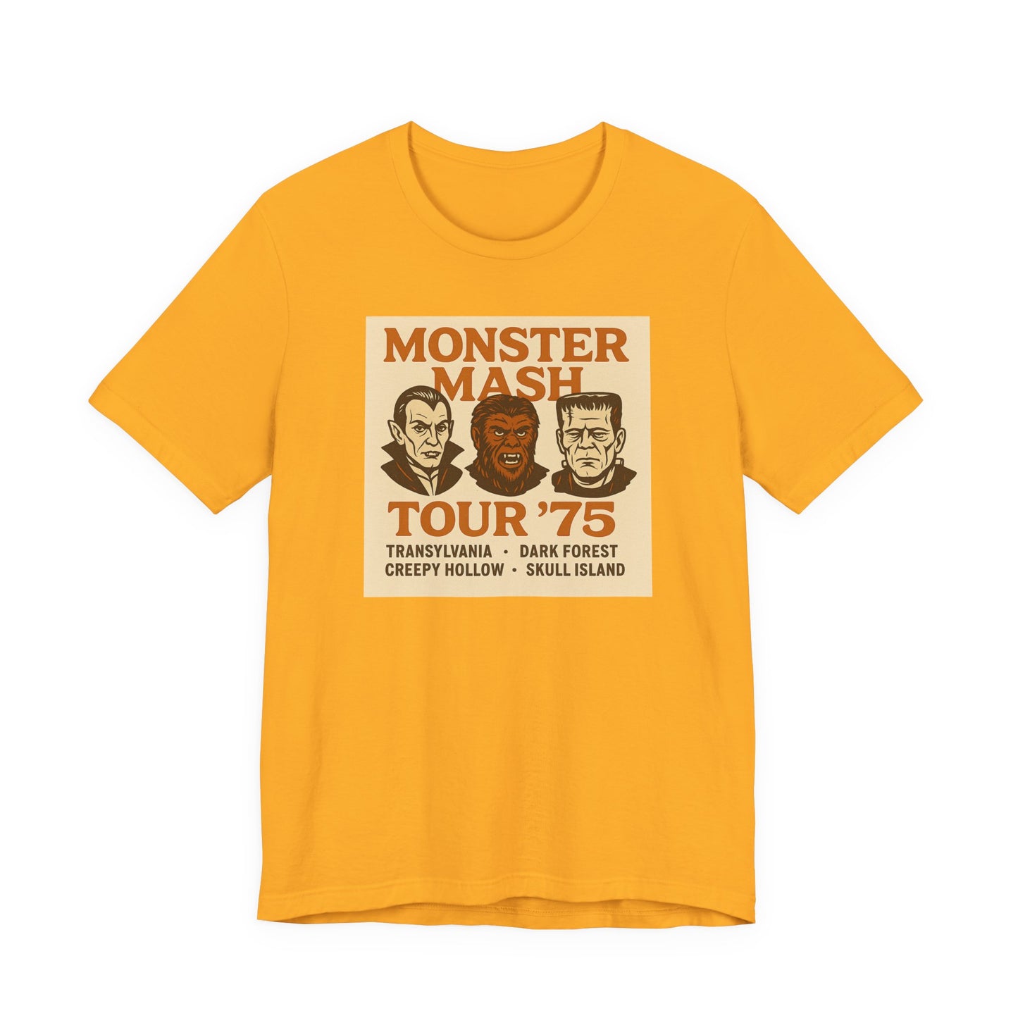 Monster Mash Tour '75 Halloween Shirt – Vintage Horror Band Tee Featuring Dracula, Wolfman, Frankenstein