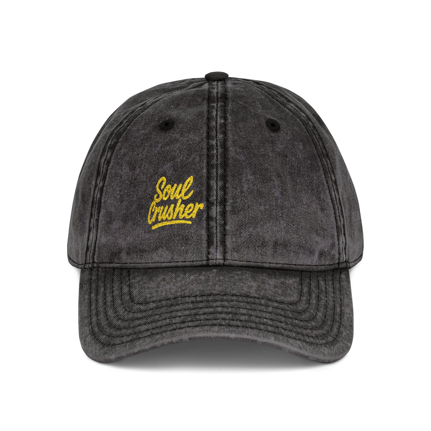 Soul Crusher Vintage Hat – Clean Script Hat with Bold Edge for Heartbreakers, Villains, and Power Moves