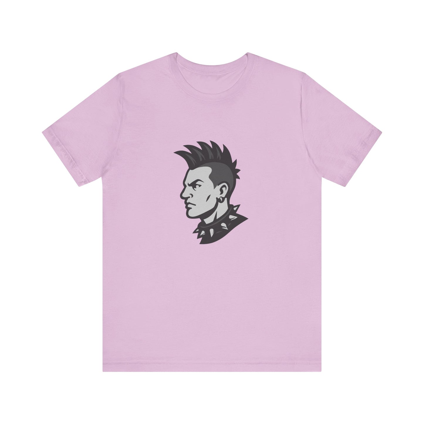 Punk Guy Graphic T-Shirt – Dark Theme Grayscale Mohawk Portrait on Black Tee with Attitude and Subtle Modern Ghost Effect. Unisex Jersey Short Sleeve Tee