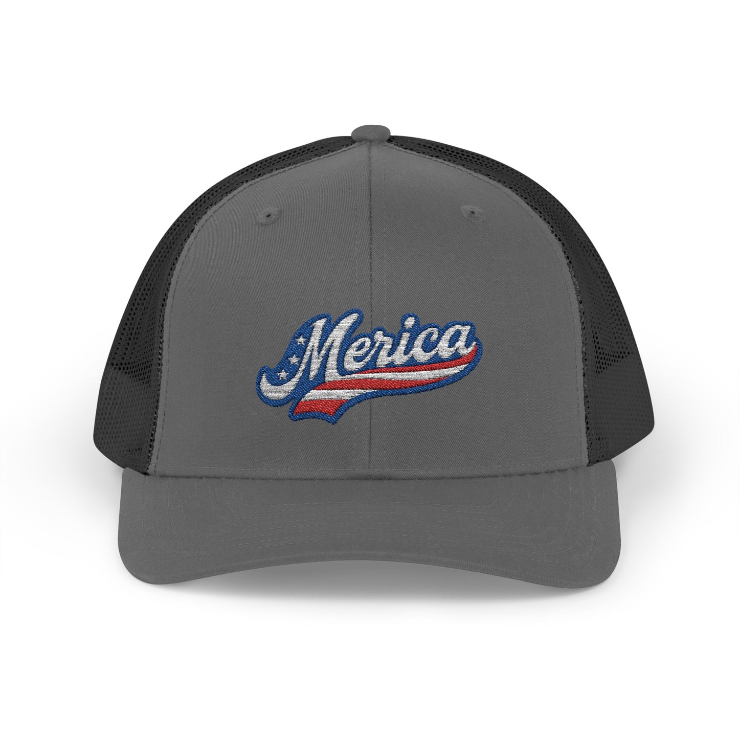 Merica Trucker Hat – Patriotic Embroidered Hat with Vintage Sports Style