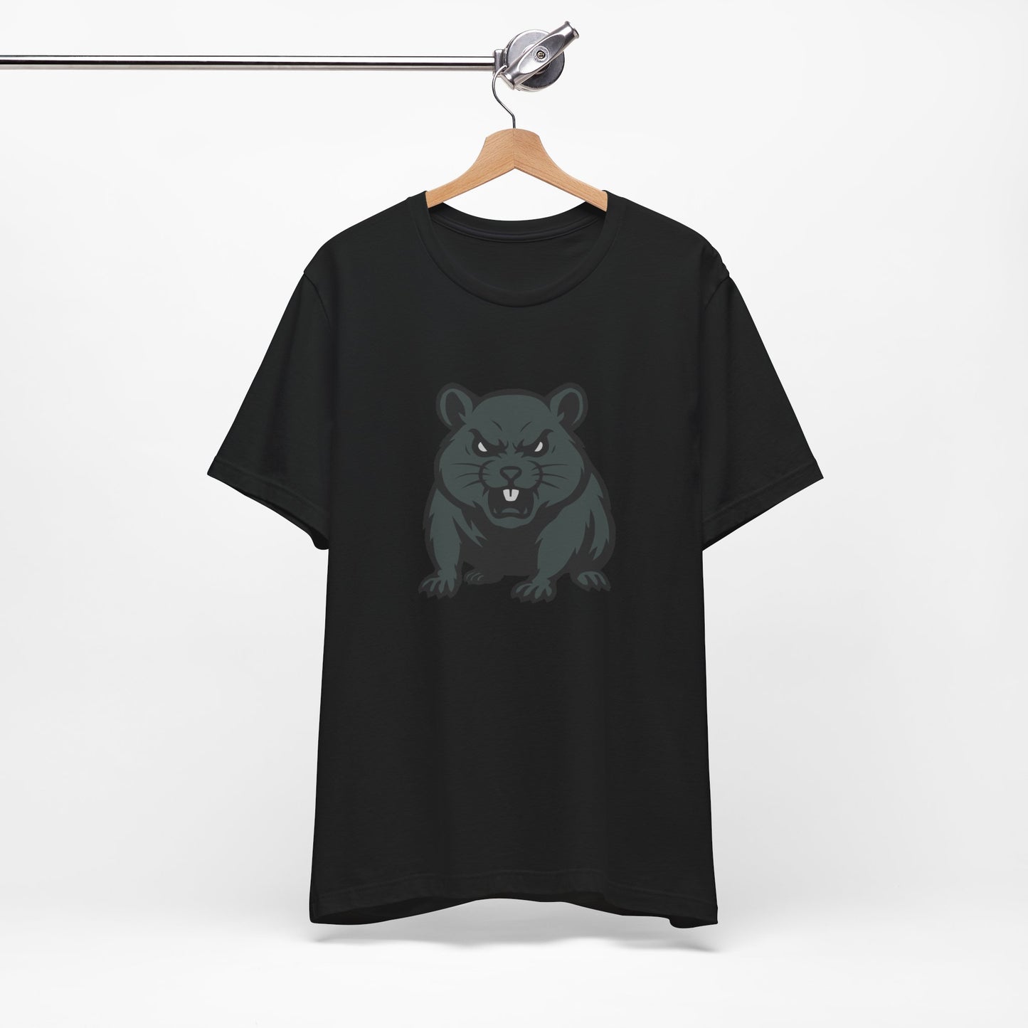 Angry Hamster Graphic T-Shirt – Intense Dark Theme Rodent Design on Black Tee for Streetwear, Humor, or Edgy Animal Style. Unisex Jersey Short Sleeve Tee