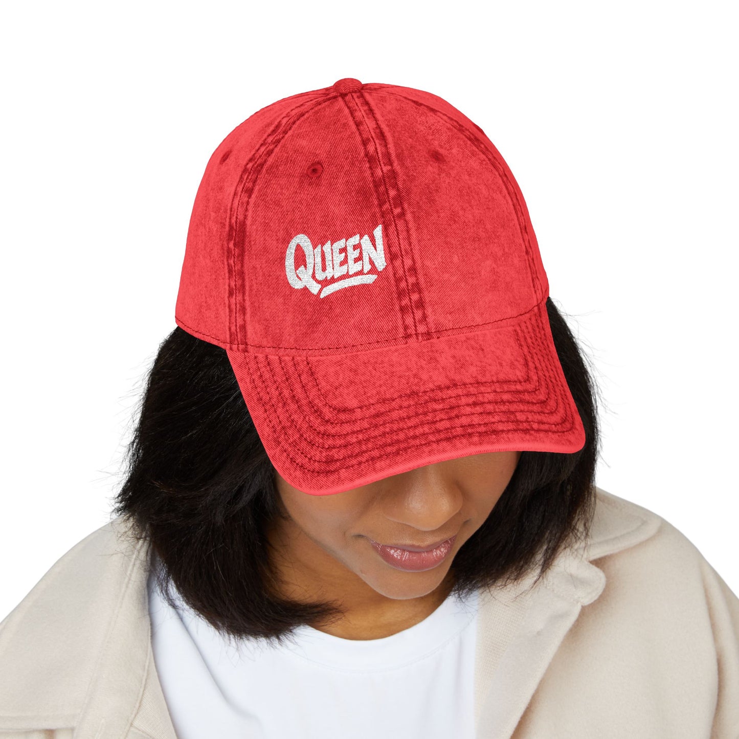 Queen Vintage Hat – Embroidered Crown Hat for Confident Royalty Energy