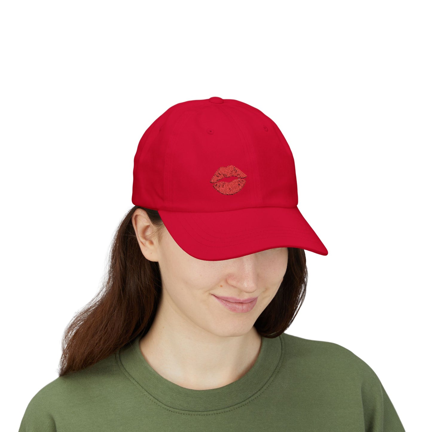 Red Lips Classic Dad Hat – Embroidered Lip Hat for Bold Style, Sassy Vibes, and Flirty Streetwear Looks