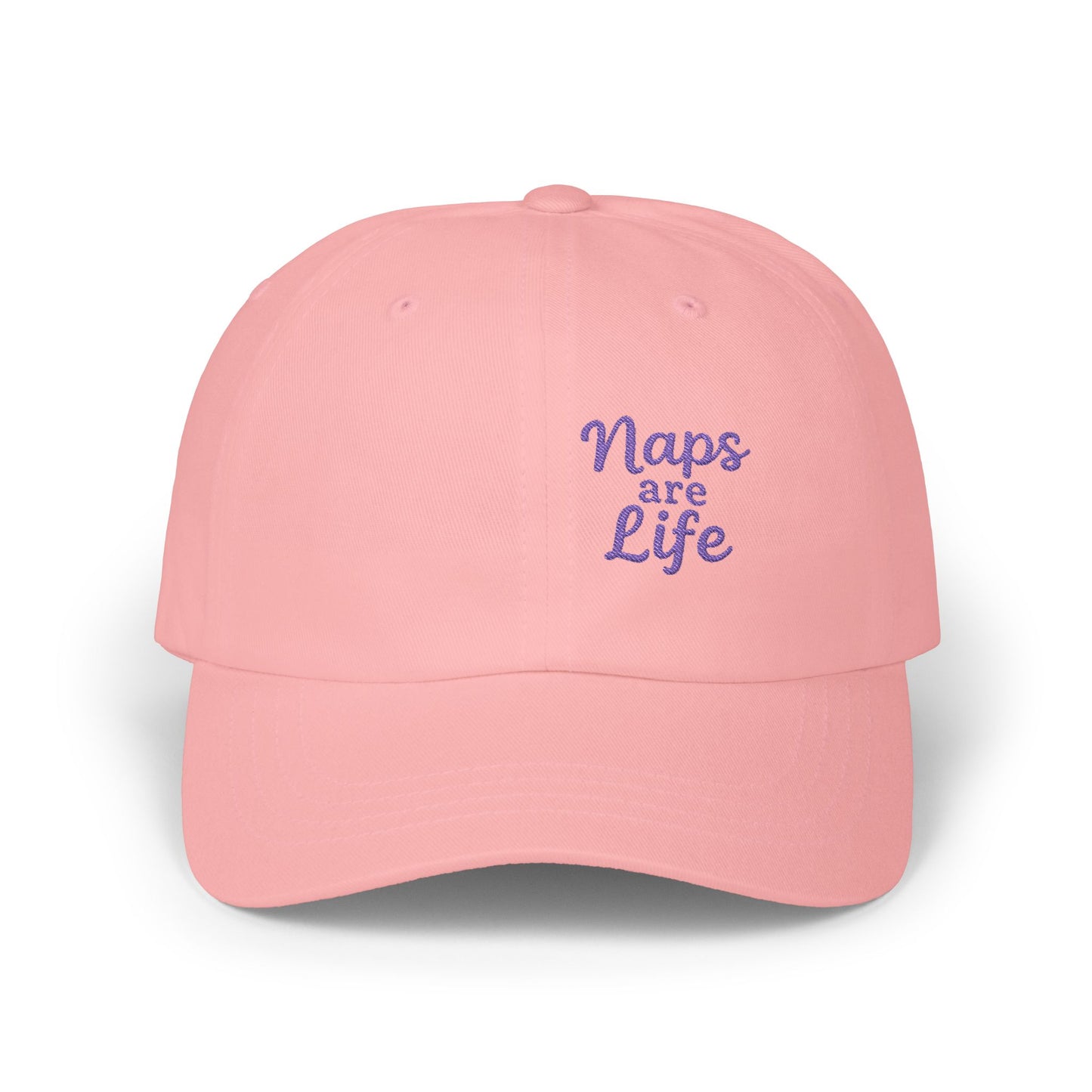 Naps Are Life Embroidered Classic Dad Hat – Cozy Comfort Hat for Nap Lovers, Rest Day Mood, and Chill Style. Purple Letters