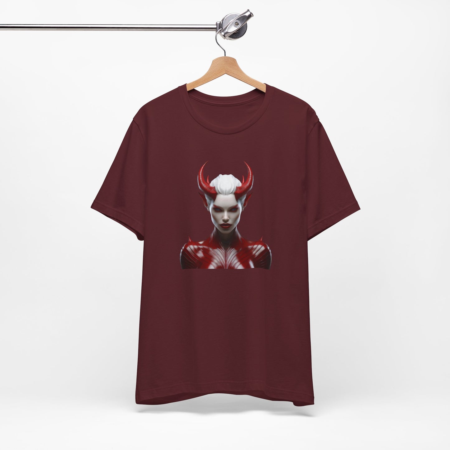 Fierce Devil Woman Halloween Shirt – Seductive Demon Graphic Tee for Bold Halloween Style