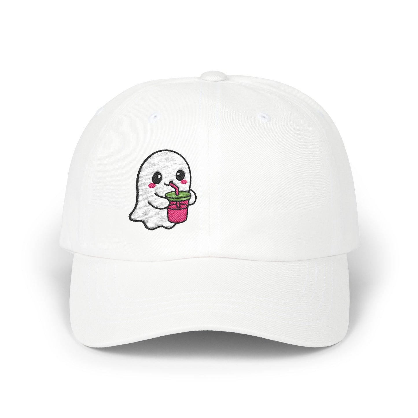 Cute Ghost Classic Dad Hat – Embroidered Kawaii Ghost Drinking Hat for Halloween Vibes and Everyday Boo Energy