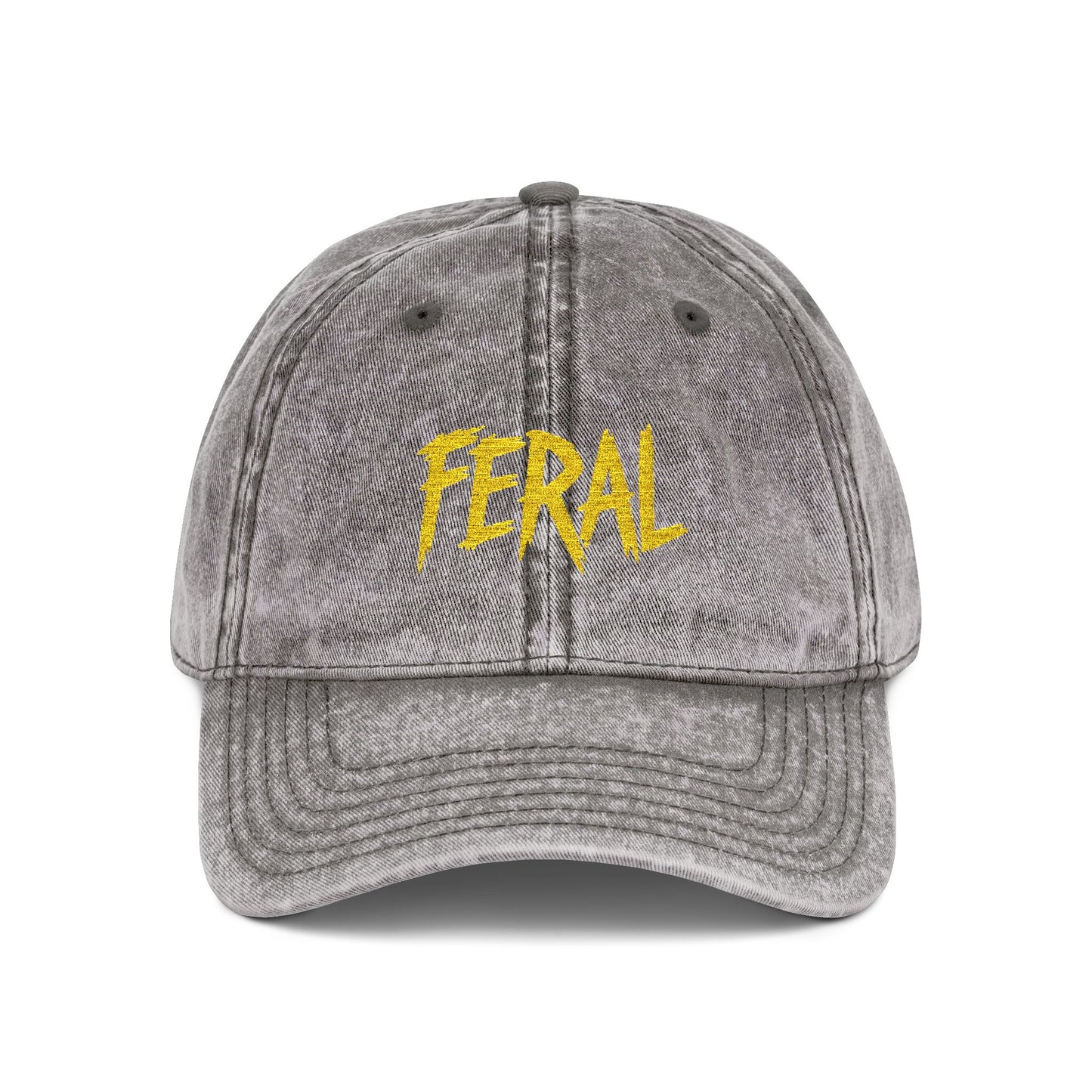 FERAL Vintage Hat – Bold Statement Hat with Wild Energy Font for Rebels, Misfits, and Chaos Enthusiasts