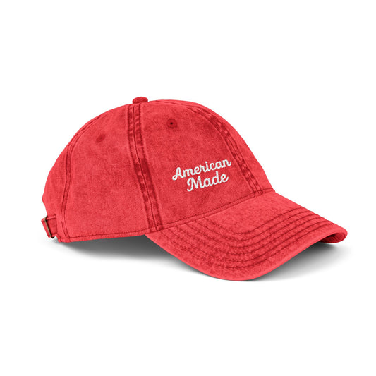 American Made Vintage Hat – Embroidered Patriotic Hat with Retro Script for USA Pride and Everyday Freedom
