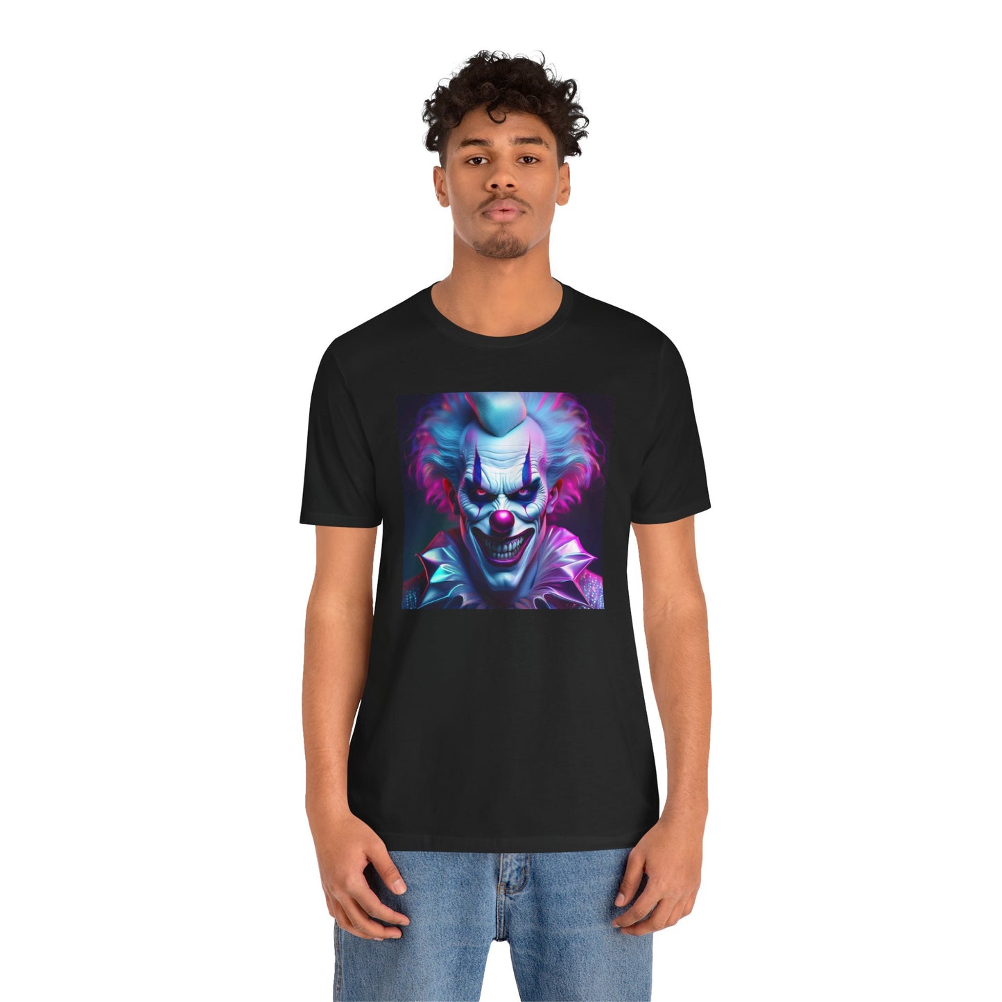 Scary Clown Halloween Shirt – Creepy Evil Clown Face Graphic Tee for Horror Fans. Unisex Jersey Short Sleeve Tee