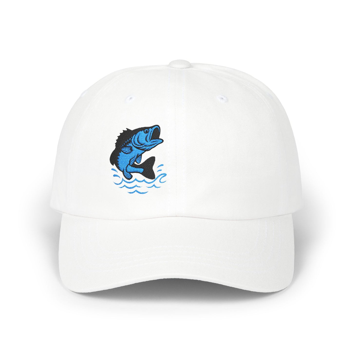 Jumping Fish Classic Dad Hat – Embroidered Blue Fishing Hat for Anglers, Lake Days, and Outdoor Style