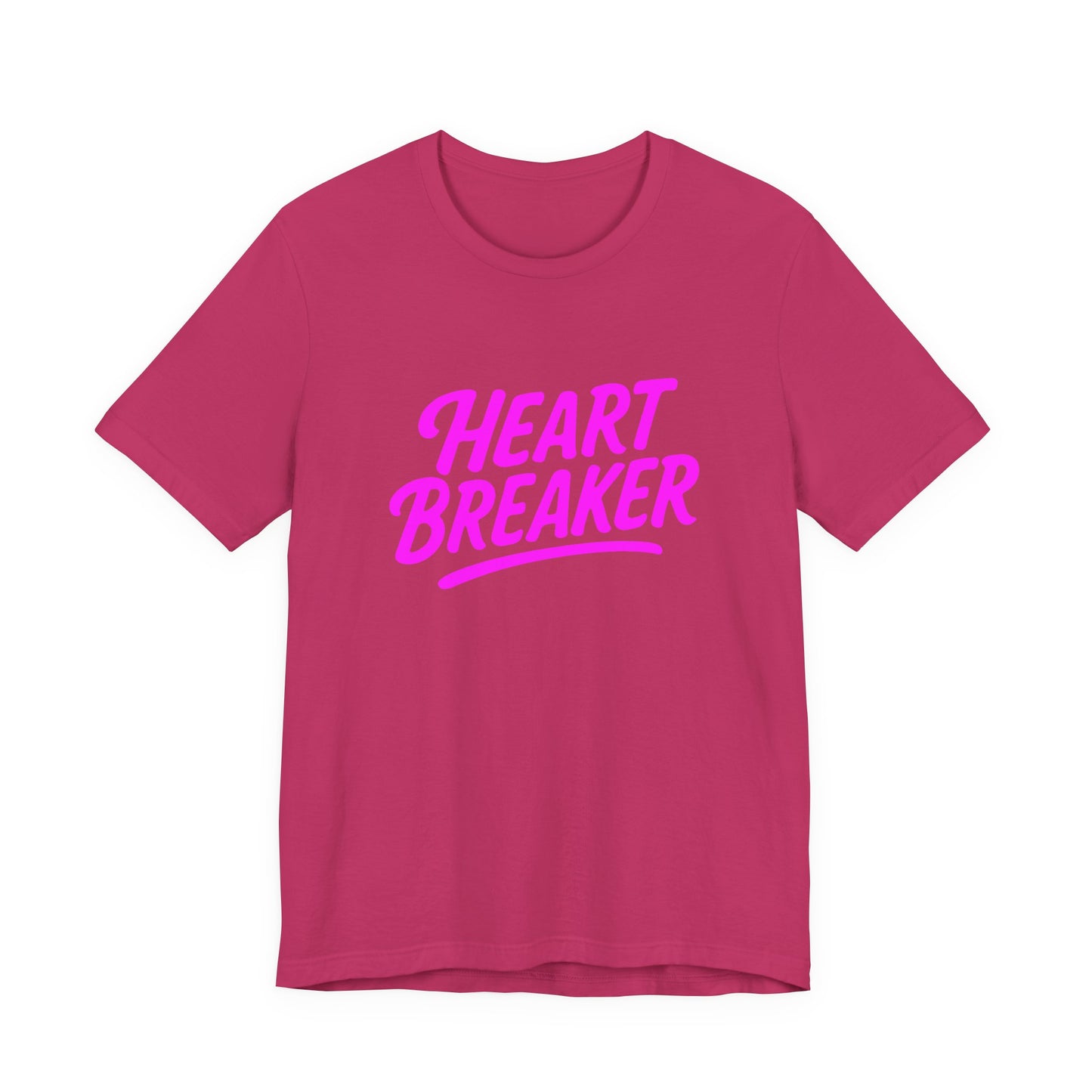 Colorful Design Heartbreaker Shirt – Neon Pink Retro Script Tee for Bold Women with Savage Energy. Unisex Jersey Short Sleeve Tee