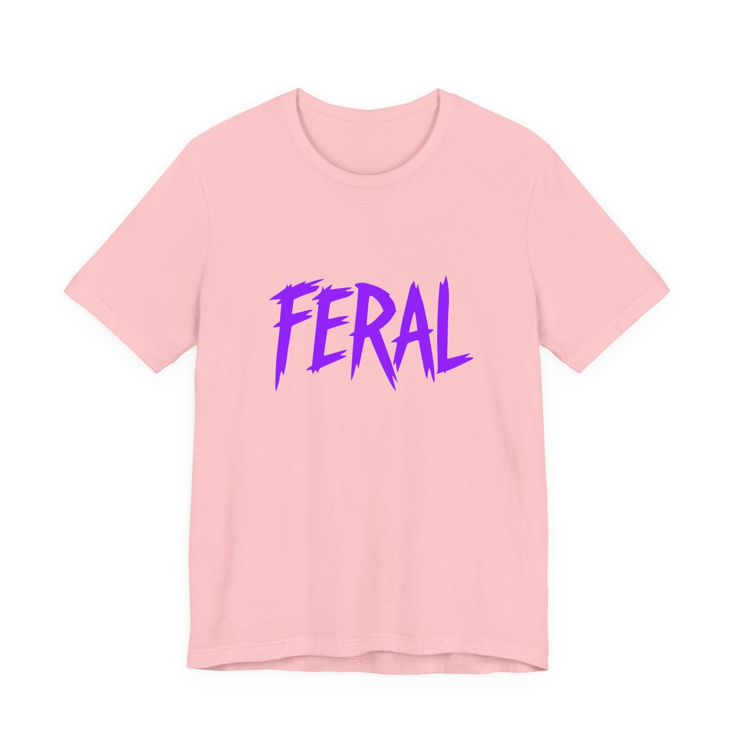 Colorful Design FERAL Shirt – Bold Purple Graphic Tee for Untamed Women Who Embrace Their Wild Side. Unisex Jersey Short Sleeve Tee