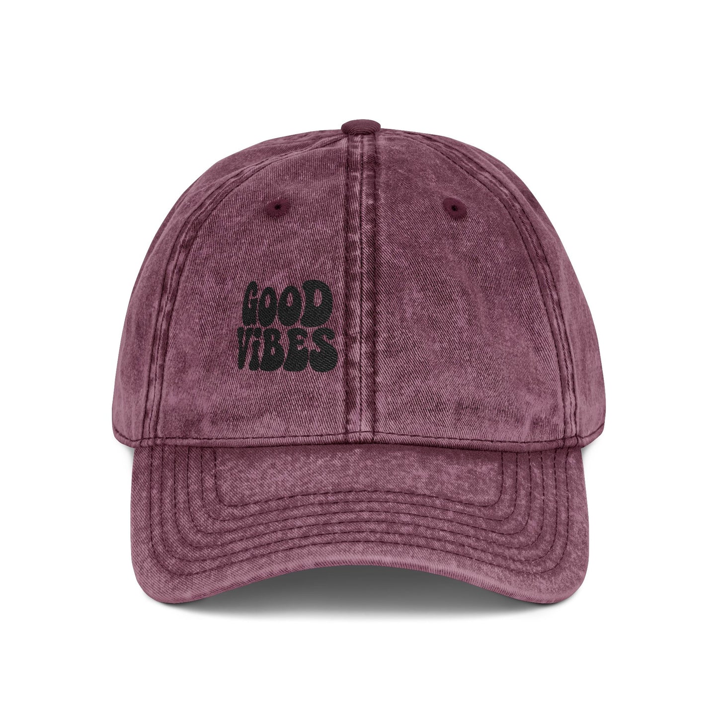 Good Vibes Vintage Hat – Embroidered Retro Text Hat for Positive Vibes, Chill Style, and Everyday Feel-Good Energy