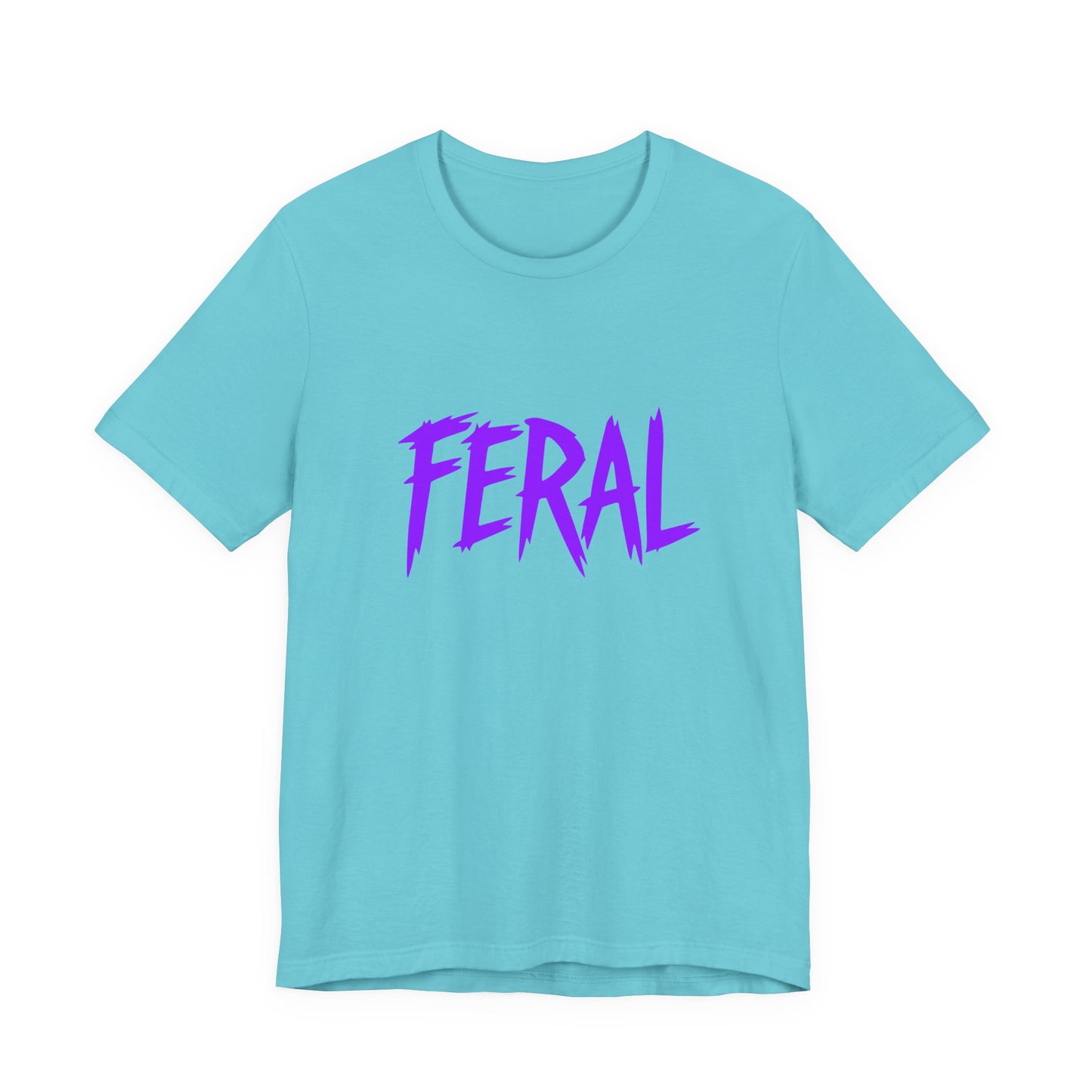 Colorful Design FERAL Shirt – Bold Purple Graphic Tee for Untamed Women Who Embrace Their Wild Side. Unisex Jersey Short Sleeve Tee